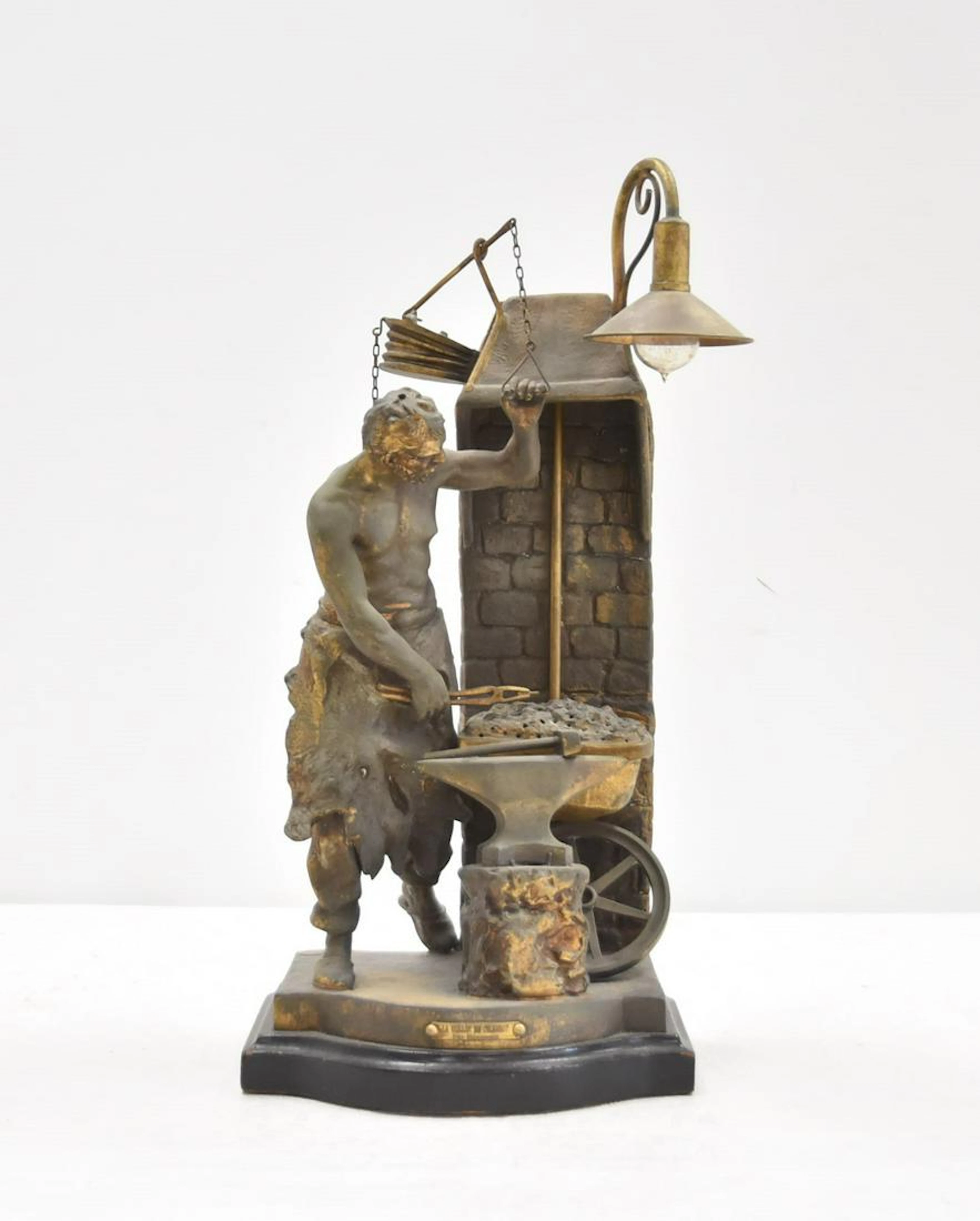 AFTER ROUSSEAU , SPELTER FIGURAL LAMP