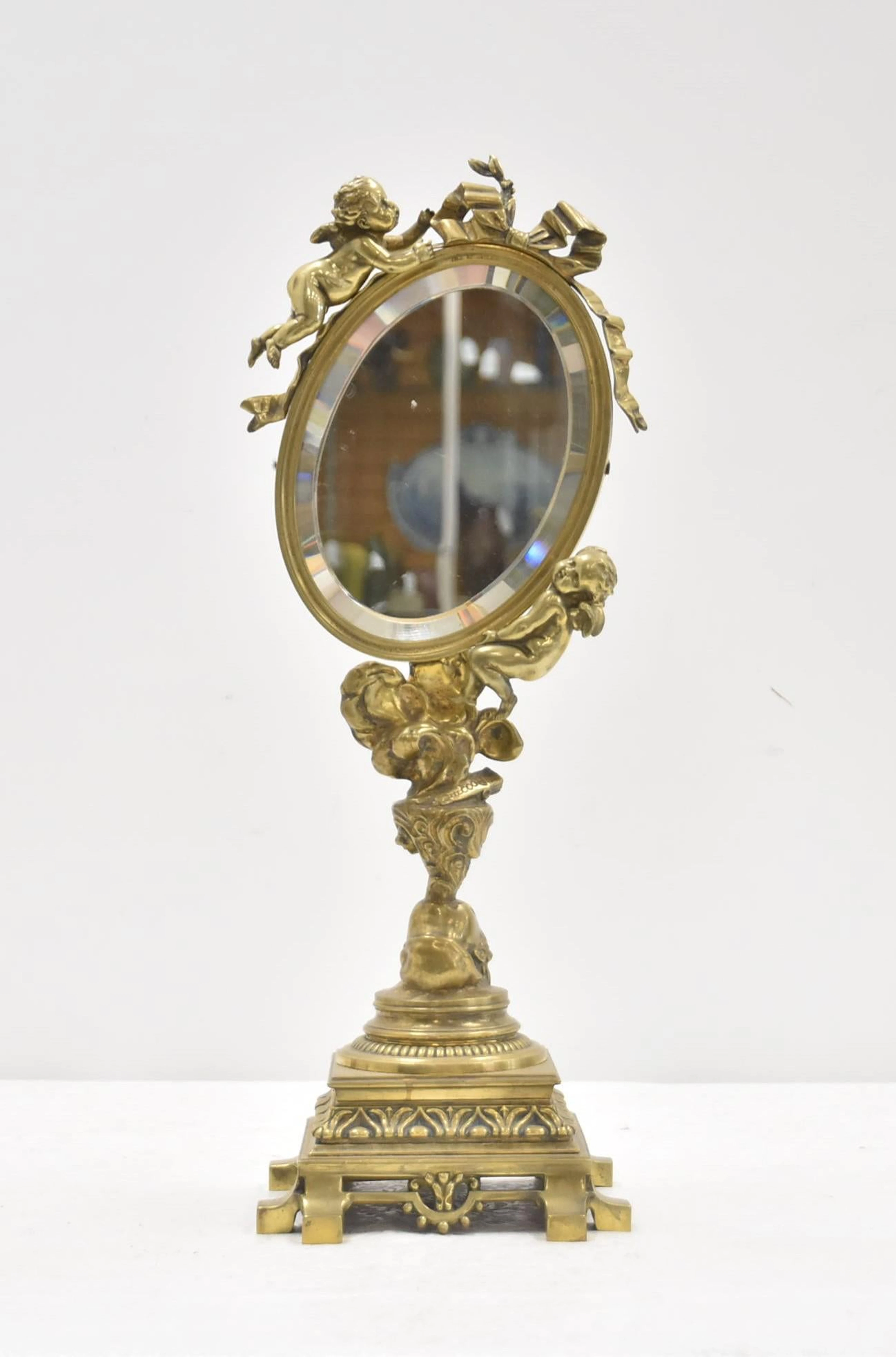 BRONZE CHERUB MIRROR