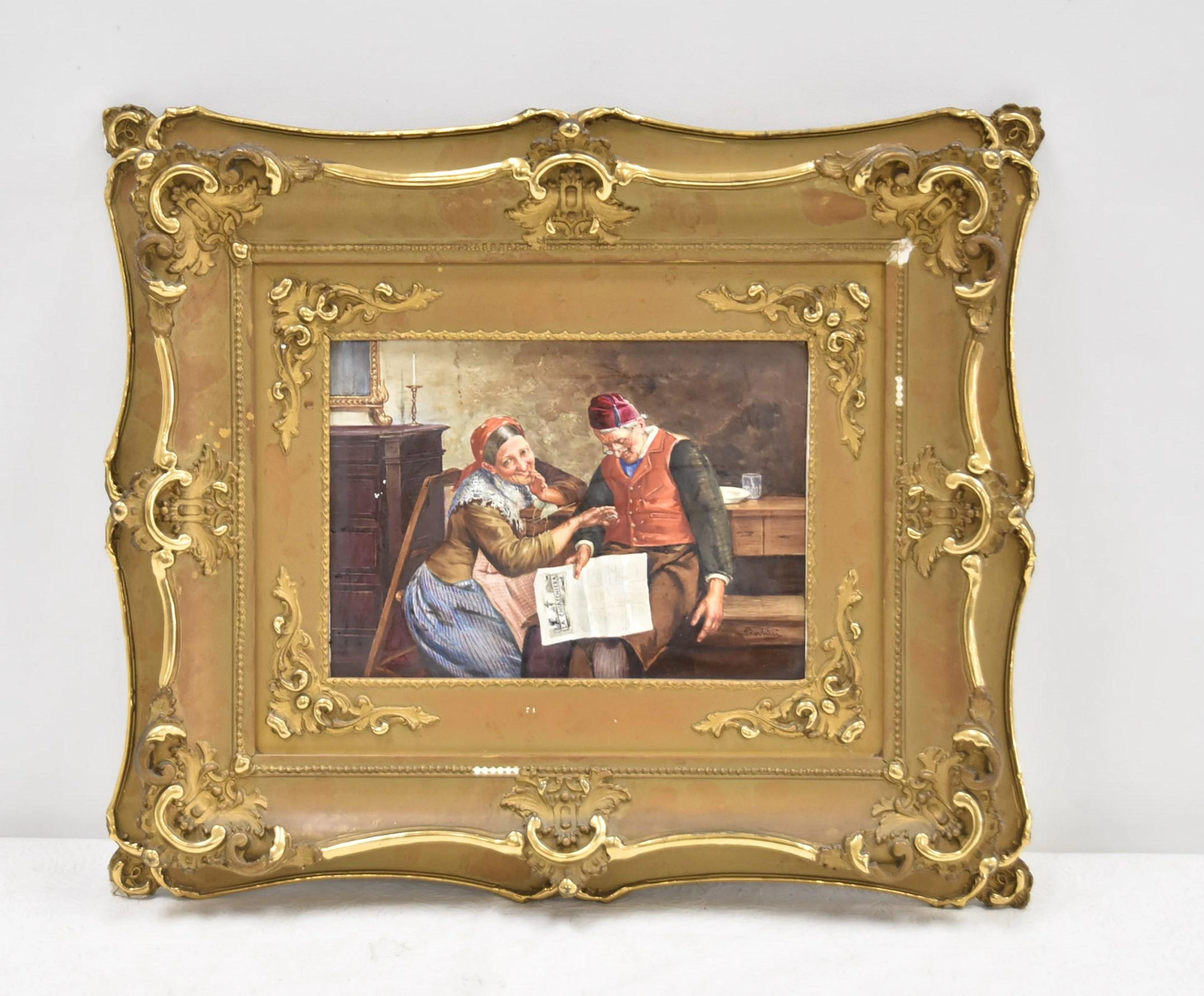 HAND PAINTED PORCELAIN PLAQUE OF COUPLE