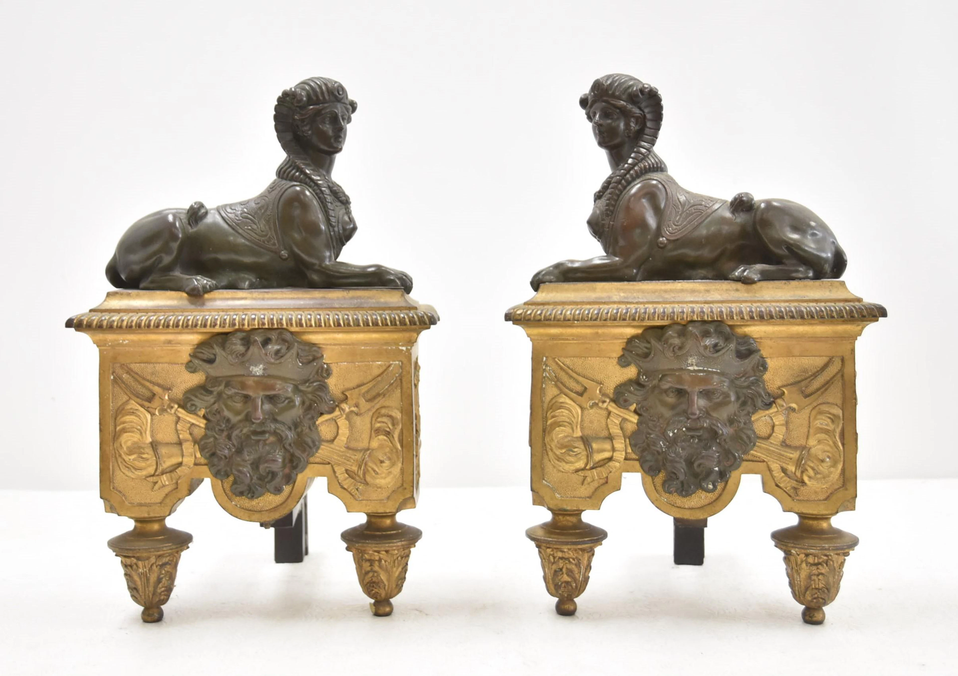 (Pr) REGENCY STYLE BRONZE CHENETS