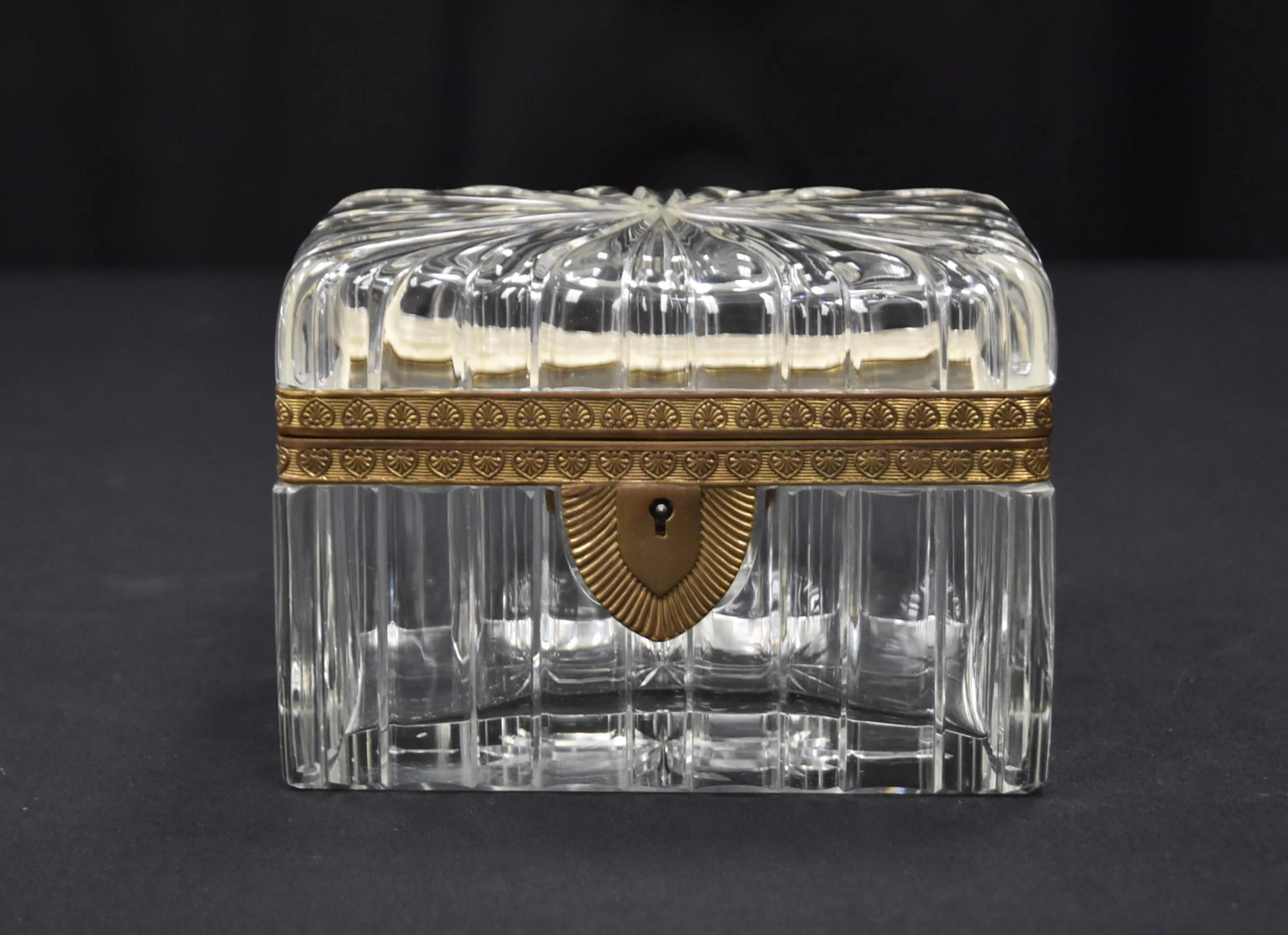 ANTIQUE CUT GLASS & BRONZE BOX