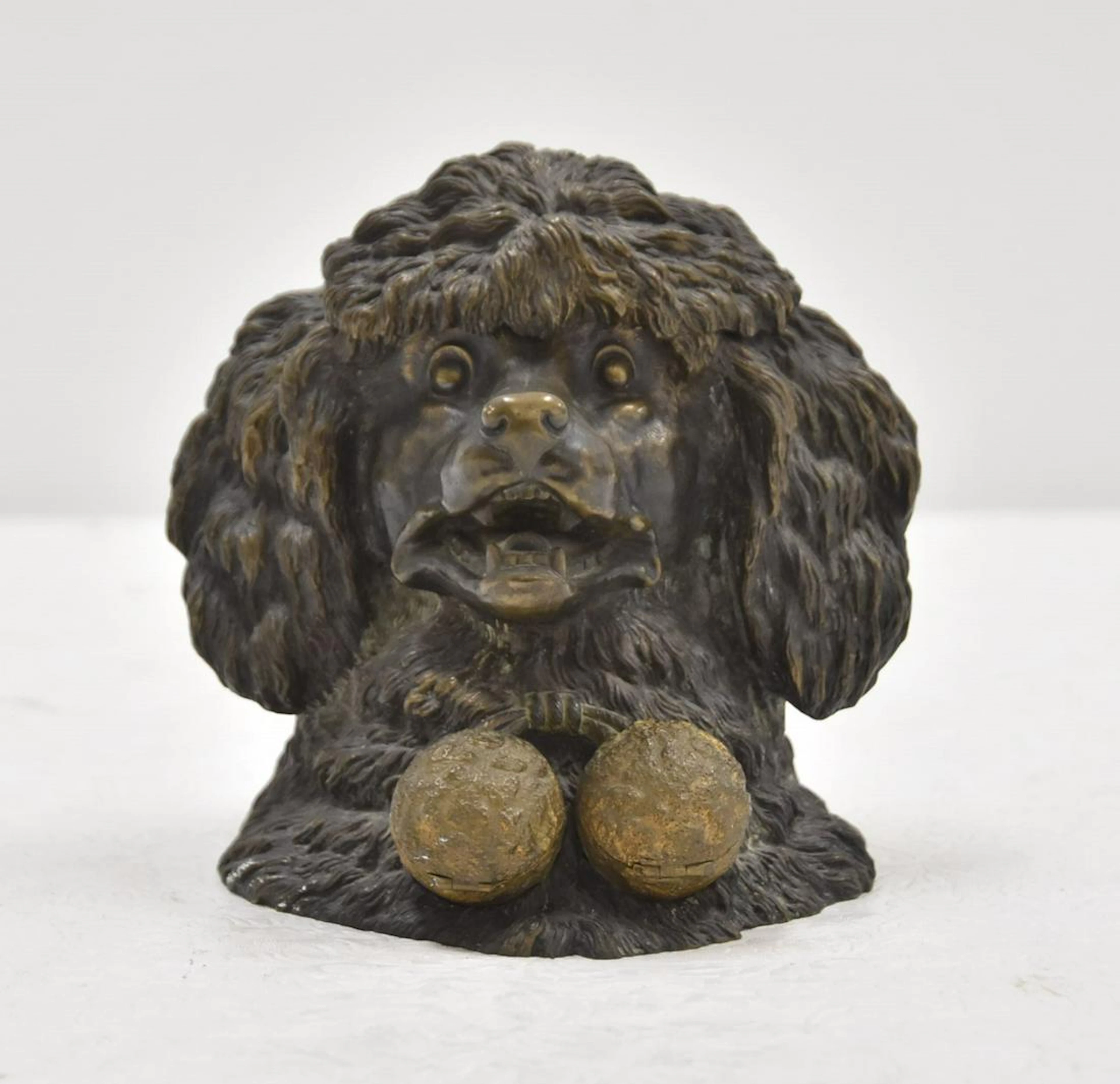 BRONZE DOG FORM INKWELL