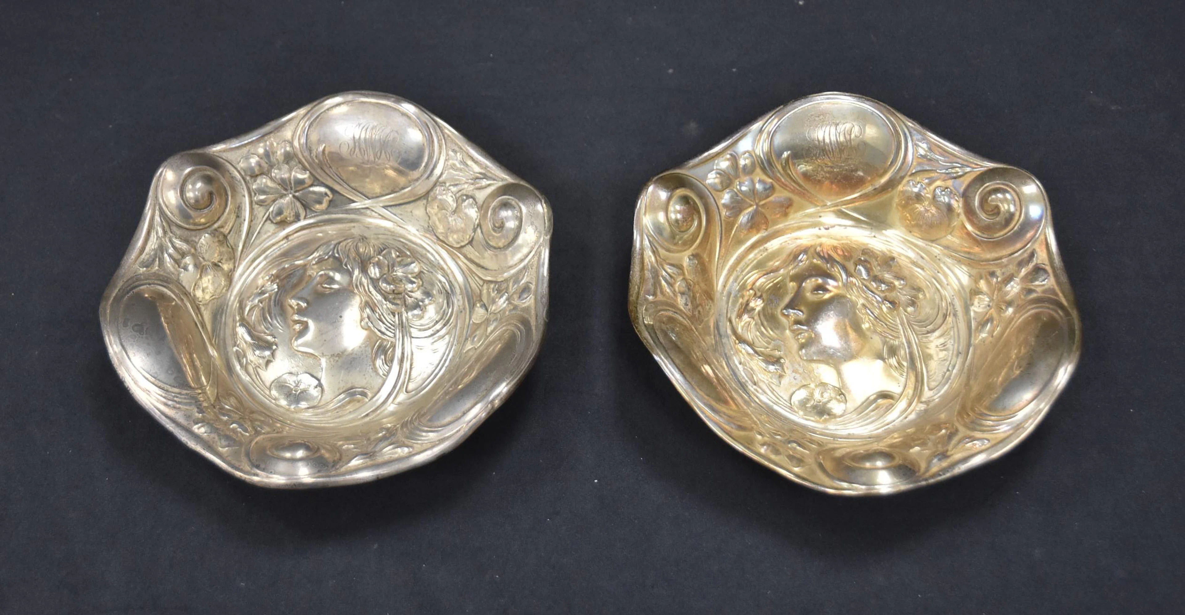 (Pr) ART NOUVEAU STERLING SILVER DISHES