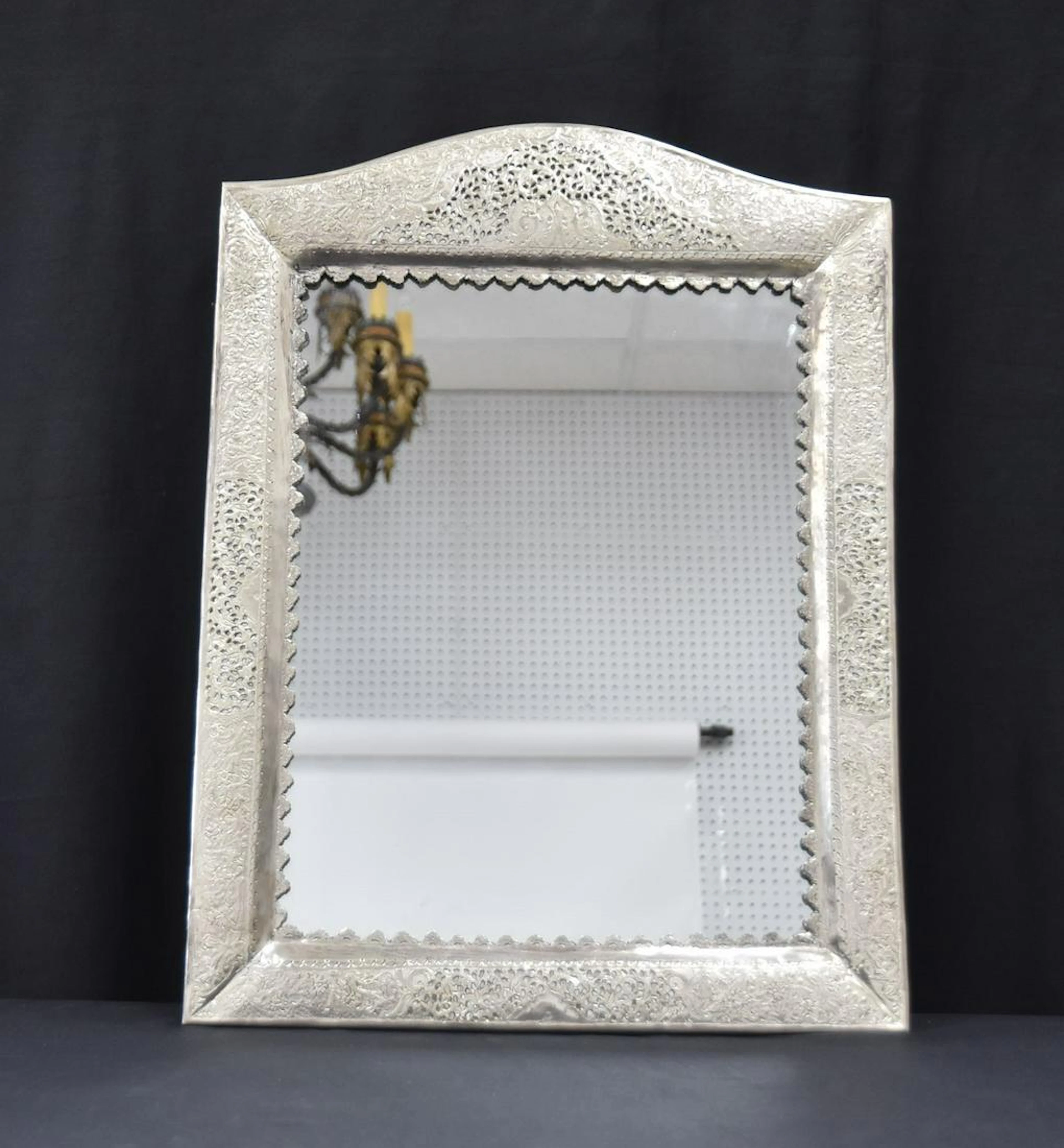 LARGE PERSIAN SILVER FRAME MIRROR