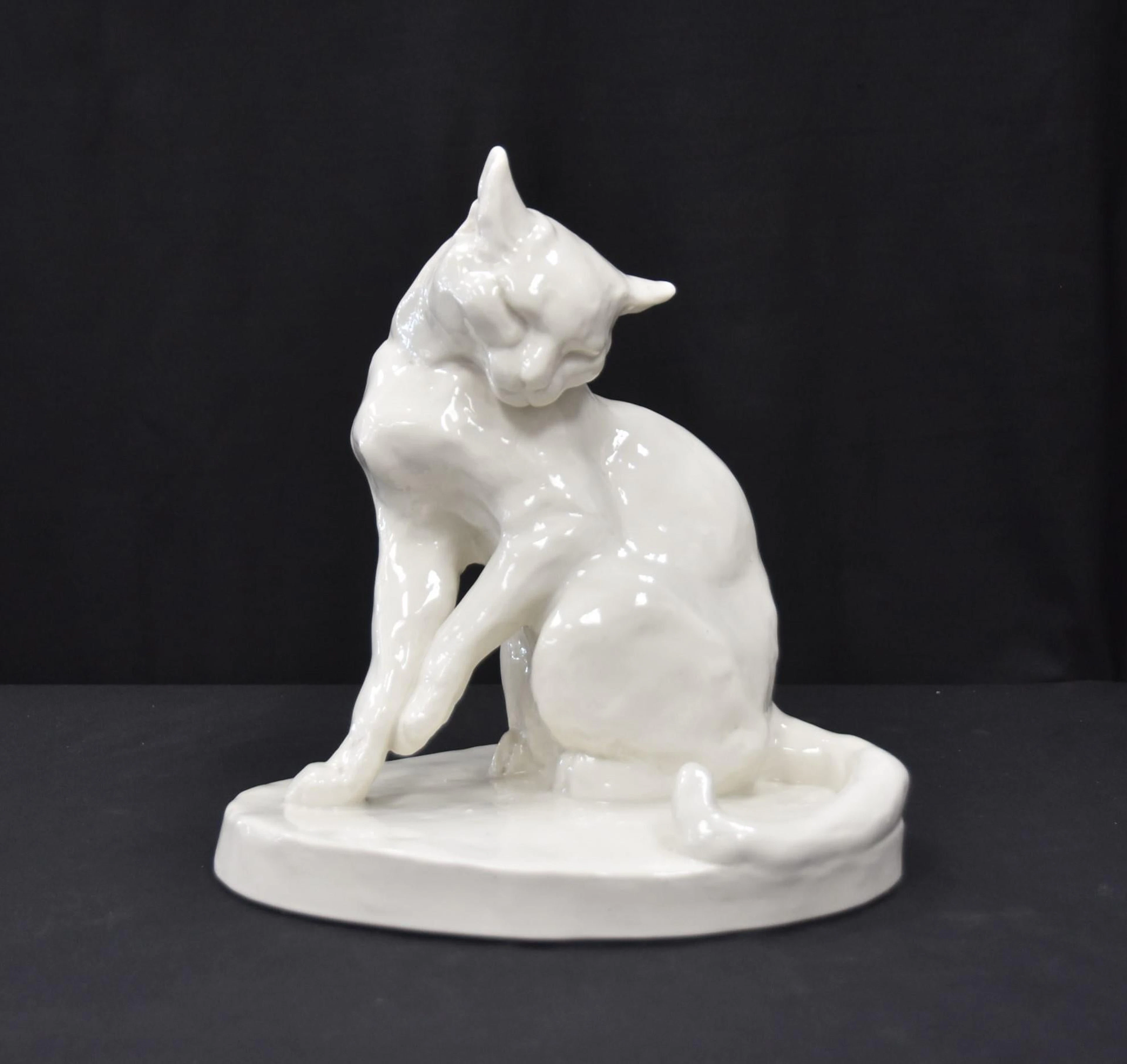 LARGE SCHAWRZBURGER PORCELAIN CAT FIGURE