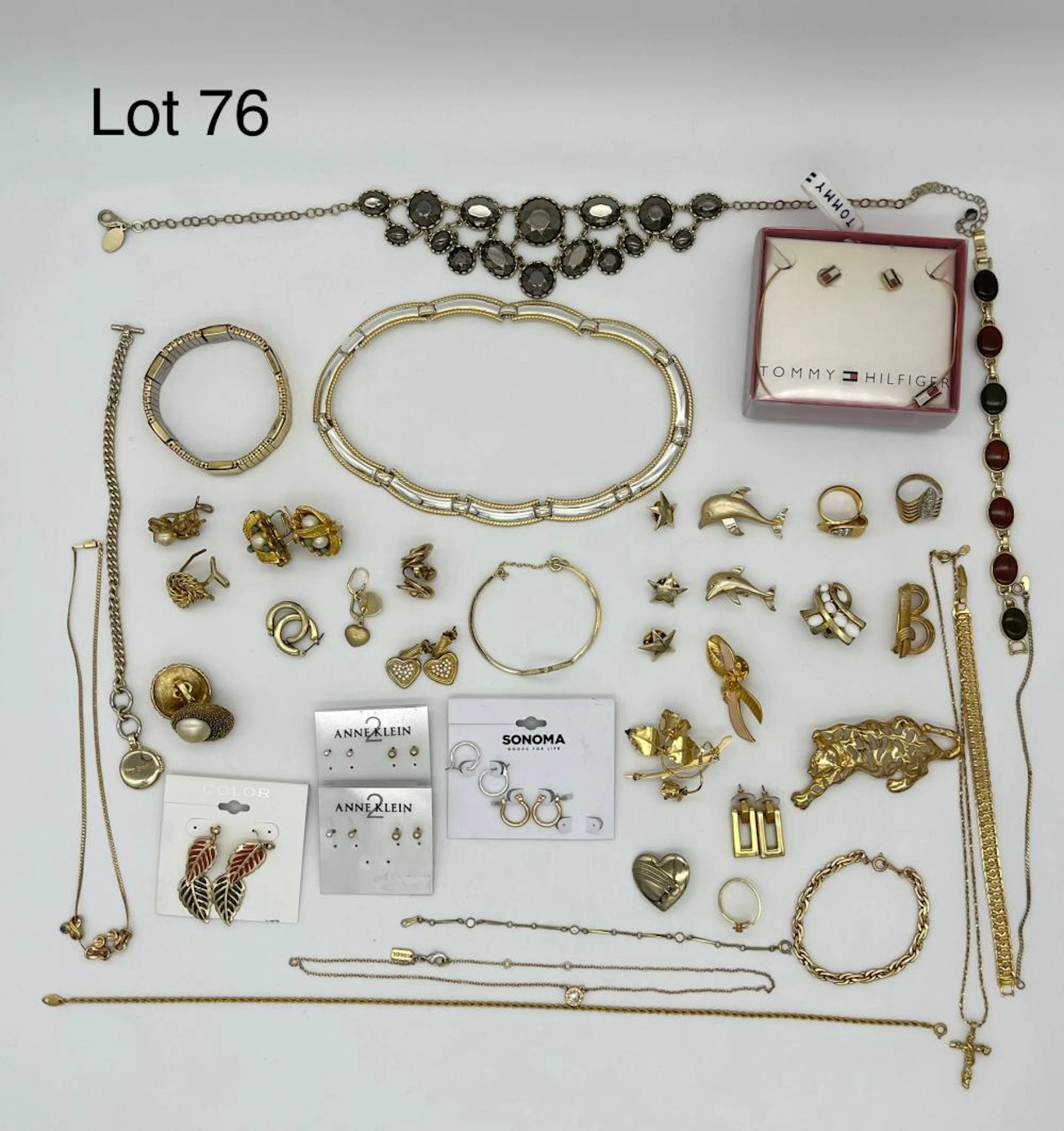 Collection of Signed Costume Jewelry in Gold Tones