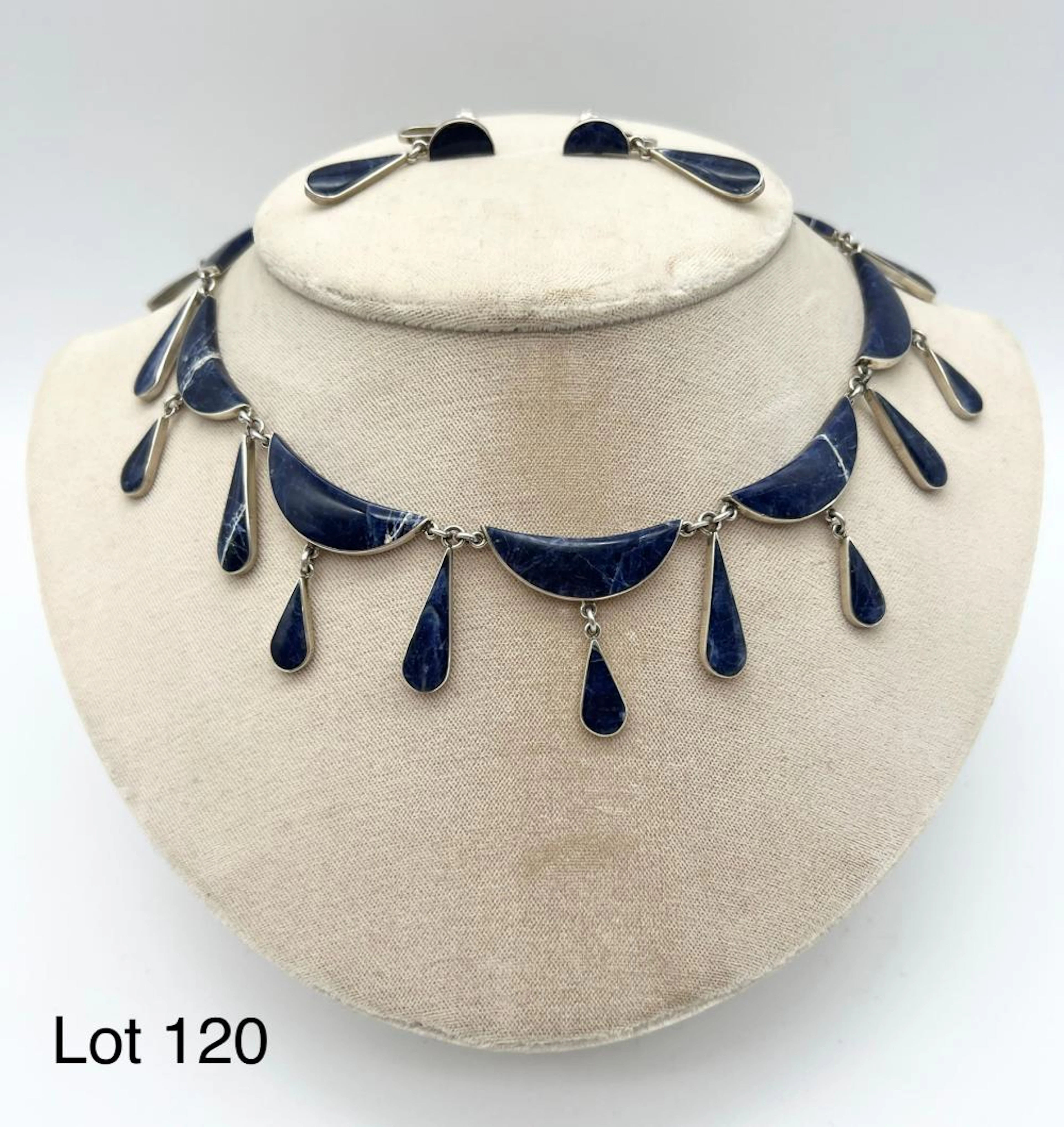 Vintage Sterling Silver J. Comes Taxco Mexican Sodalite Set