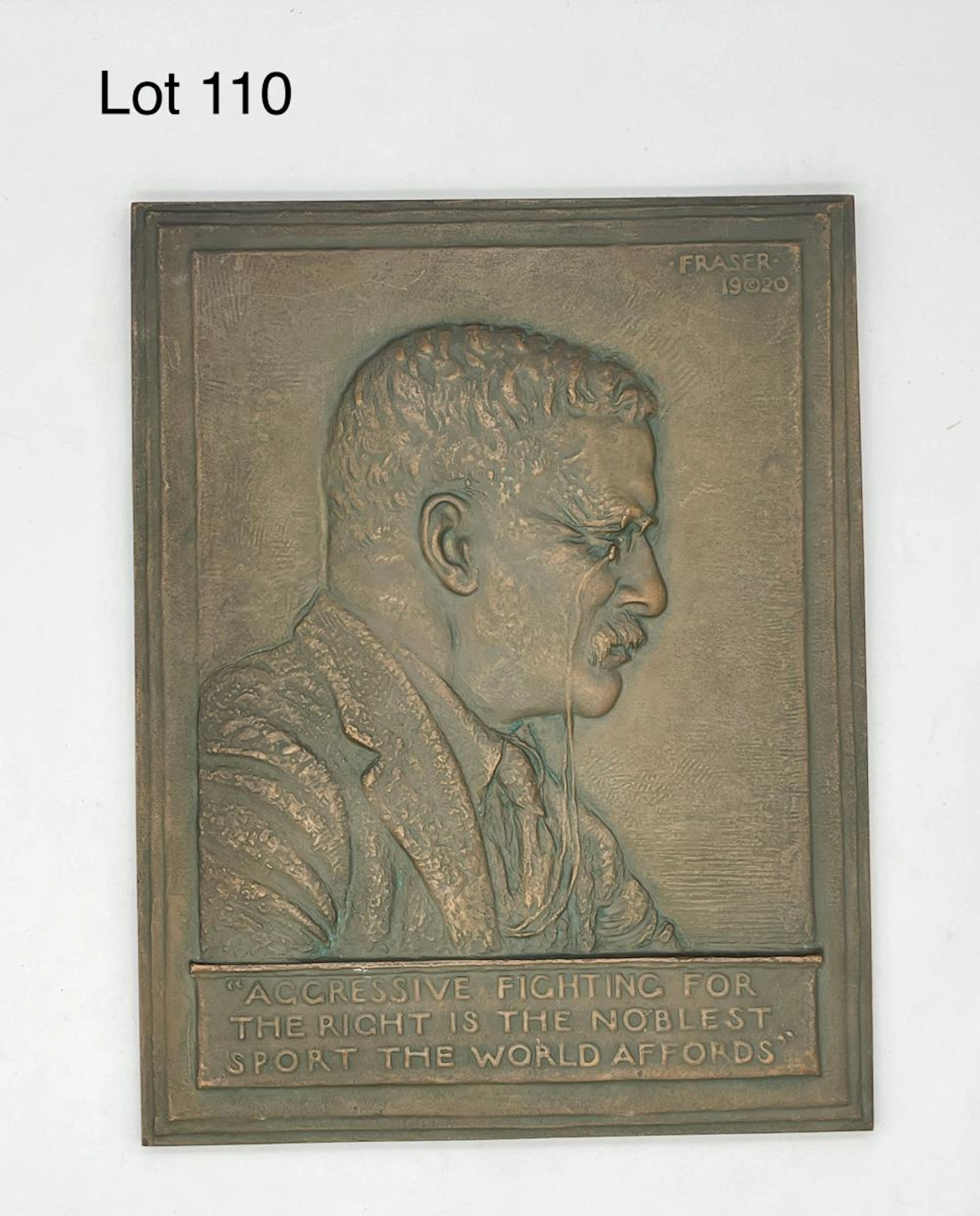 Bronze Plaque of Theodore Roosevelt by James Earle Fraser (1876-1953)
