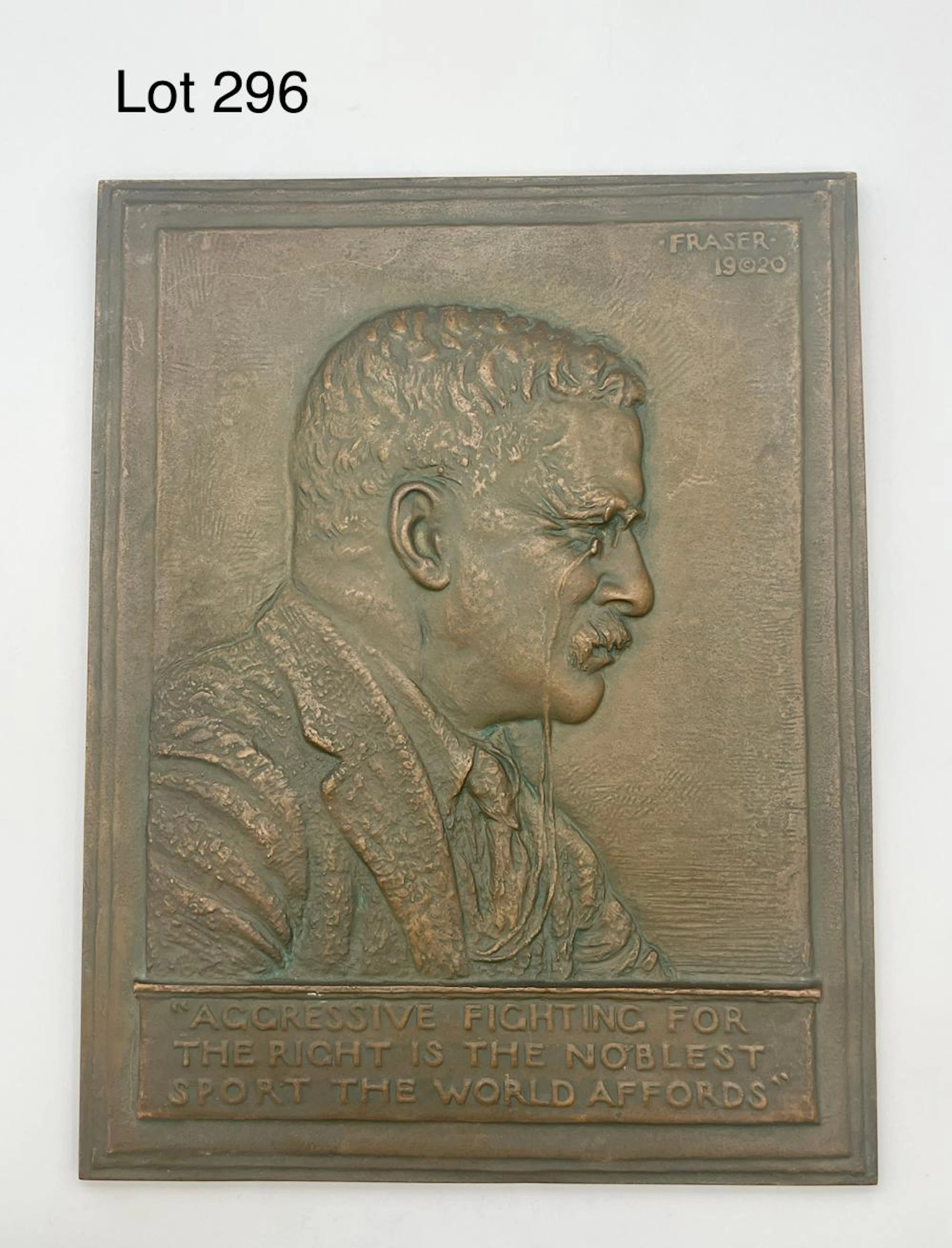 Bronze Plaque of Theodore Roosevelt by James Earle Fraser (1876-1953)