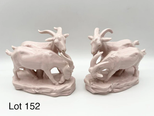 Pair of Antique German Erphila Goat Figurines