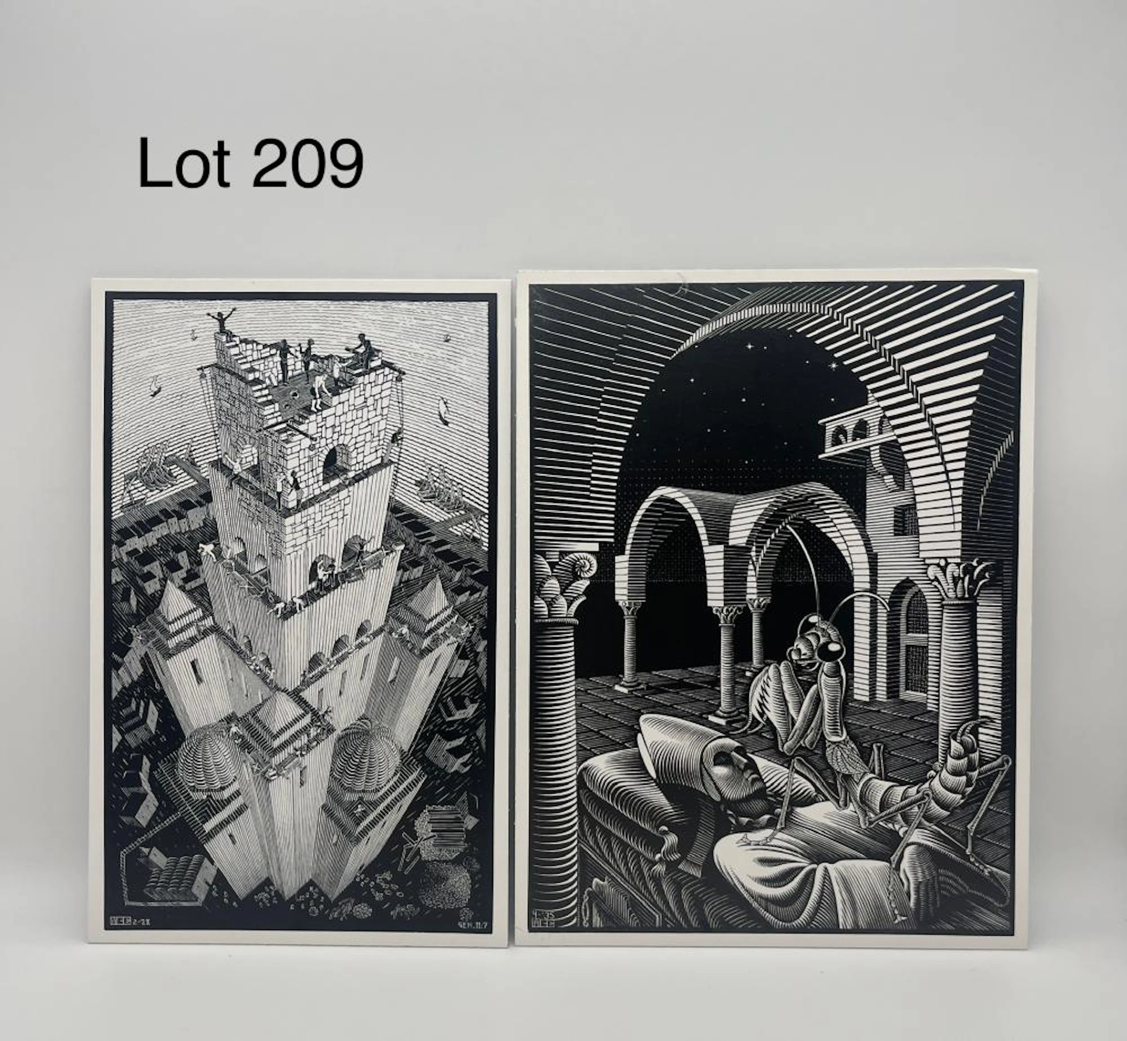 Pair of Fine Art Prints After Woodblocks by M.C. Escher (1898-1972)