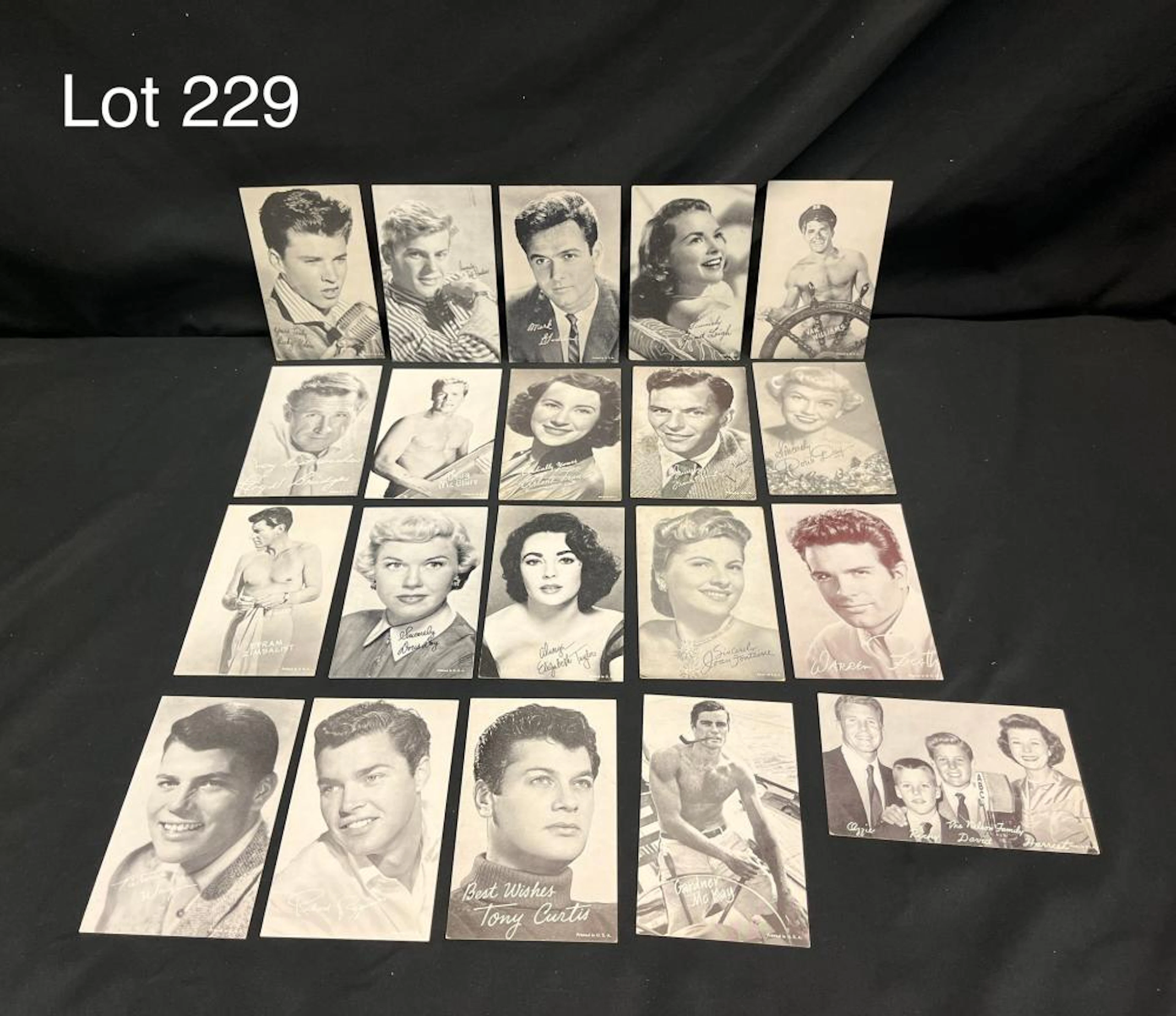 Collection of Vintage Black and White Celebrity Arcade Cards