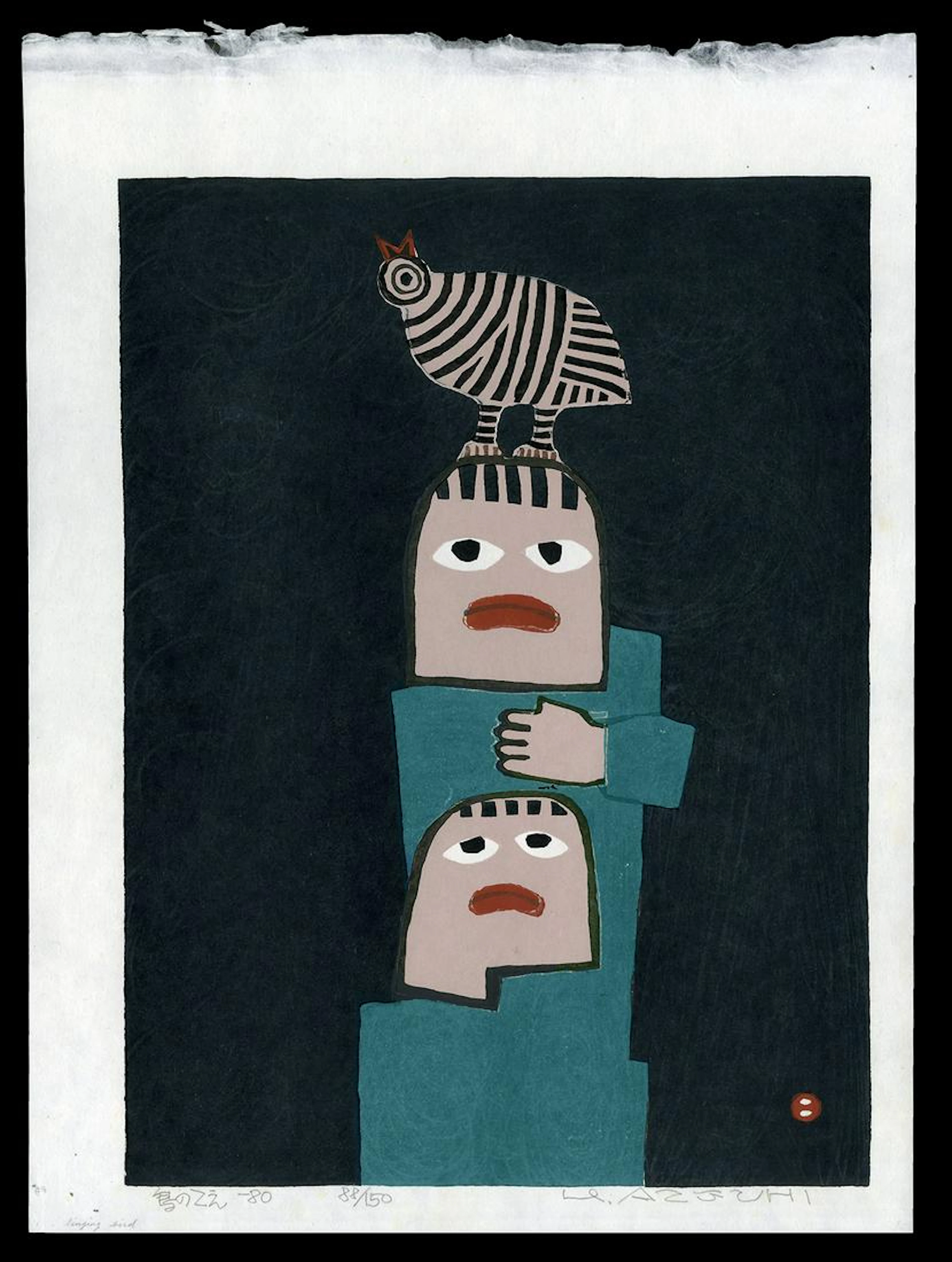 Umetaro Azechi Woodblock - Singing Bird