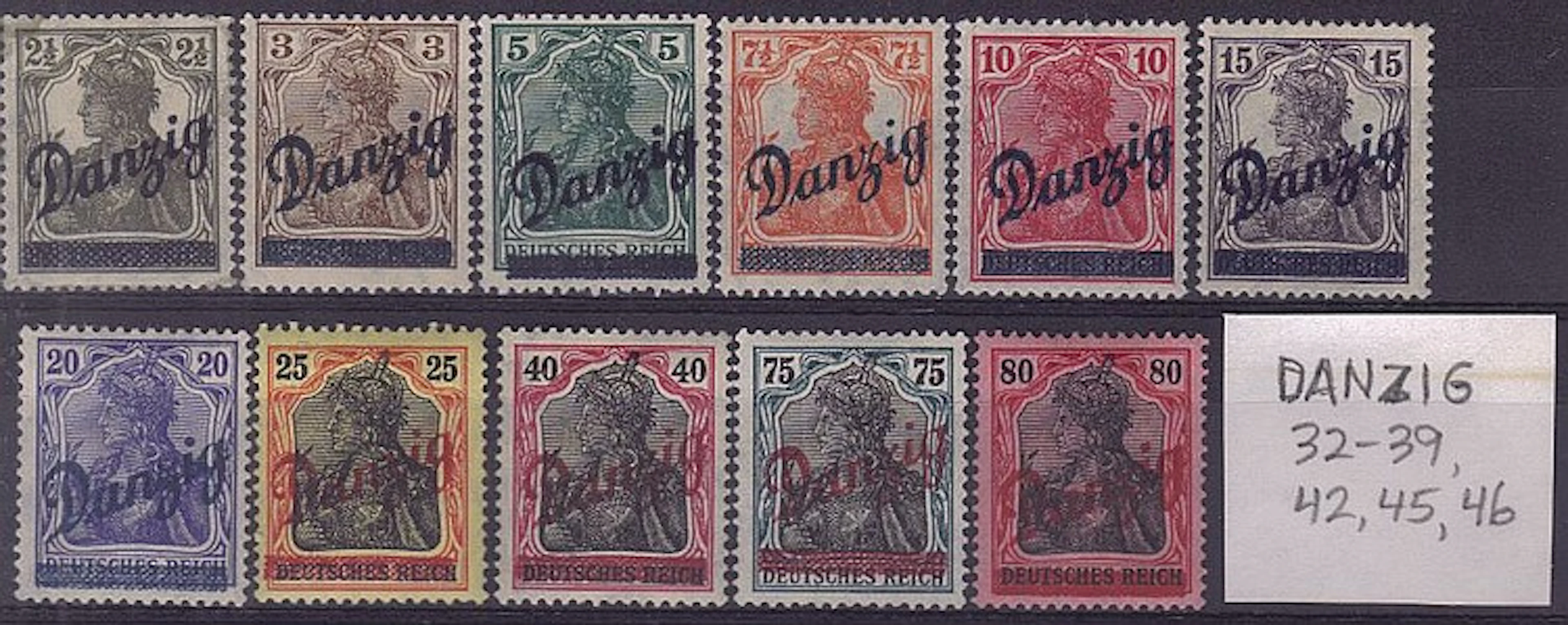 Danzig Scott 32//46 F-VF OG H (11)Stamps SCV.$162+