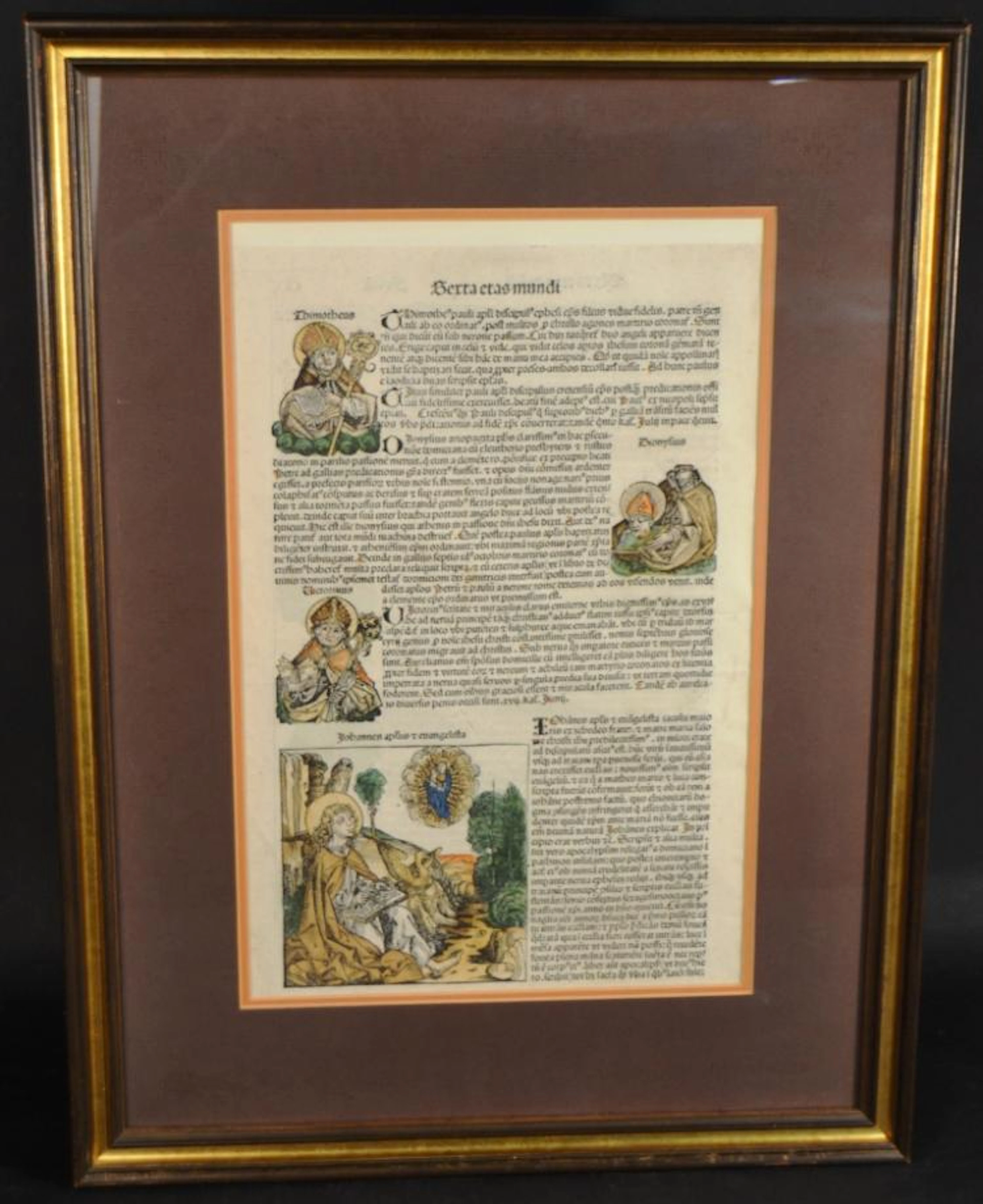 Illuminated Manuscript Leaf From Liber Cronicarum, Nuremberg Chronicle, Serta Etas Mundi compiled by Hartmann Schedel