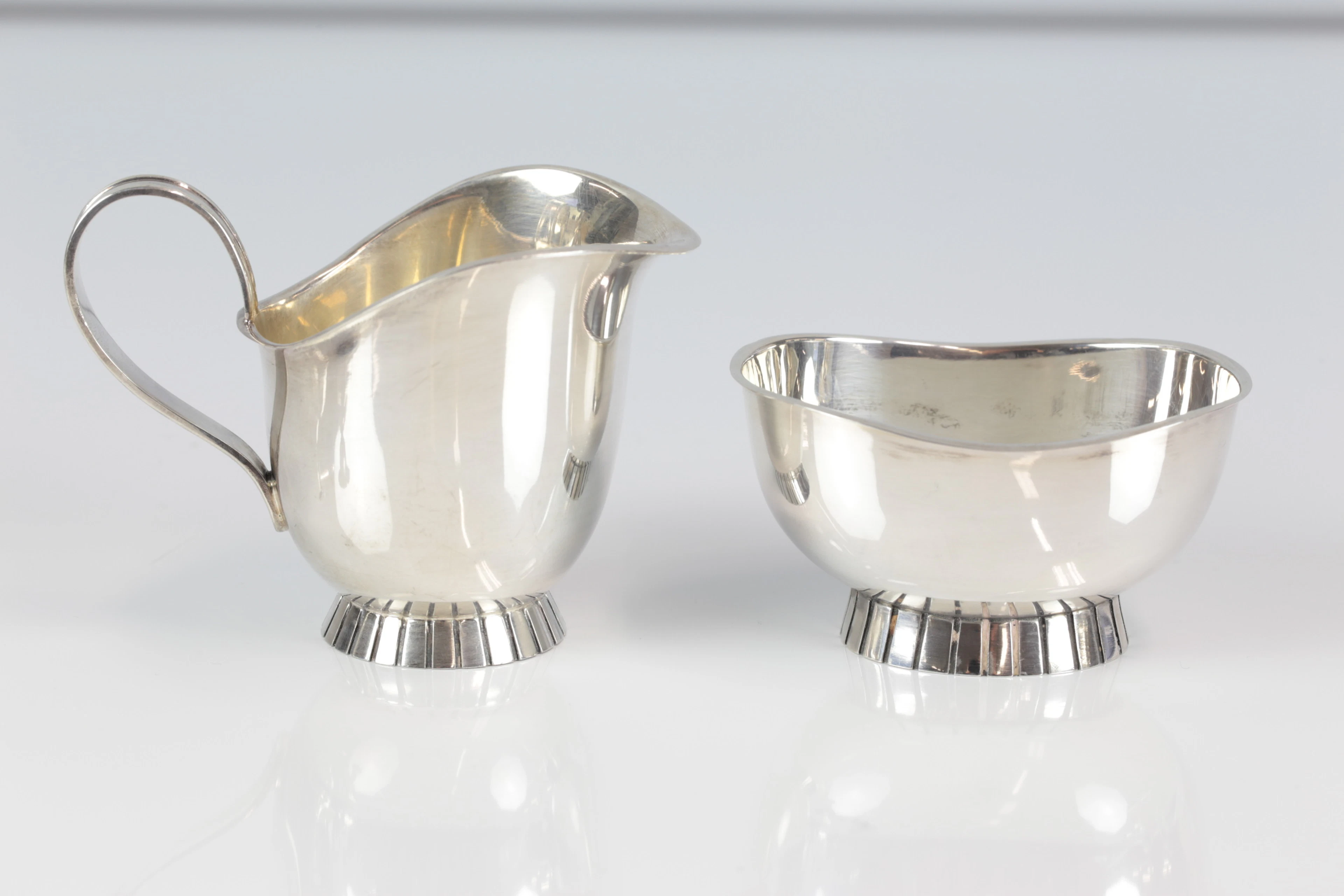 GRÄDDKANNA samt SOCKERSKÅL, Wilhelm Binder Schwäbisch Gmünd, silver, 108 g