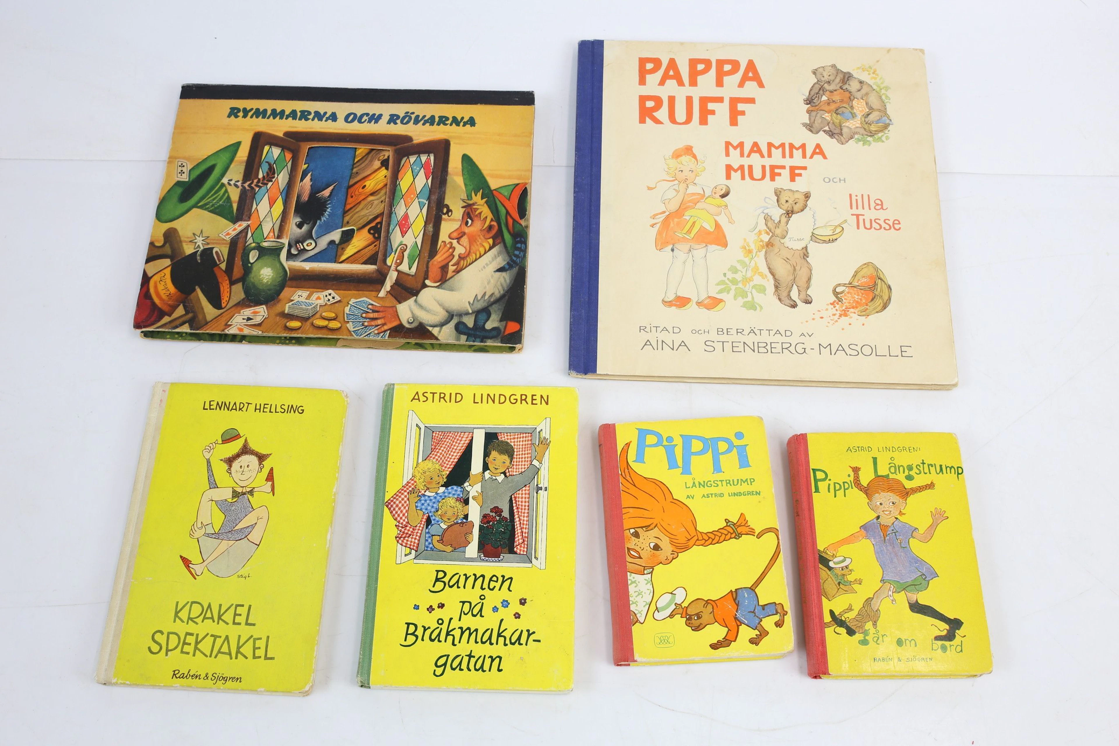 BARNBÖCKER, 6 st, bl.a. Astrid Lindgren, Lennart Hellsing