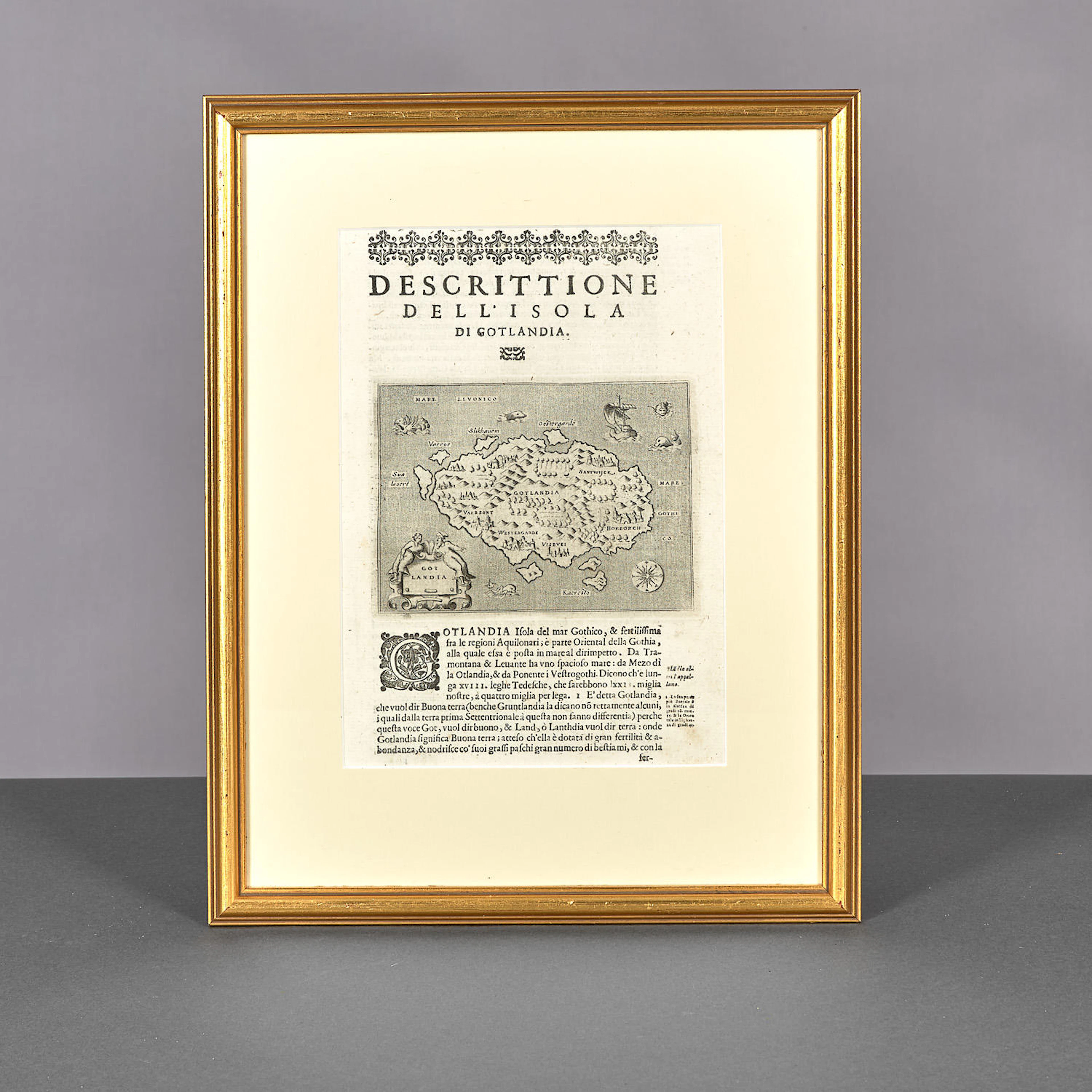 T. PORCACCHIS. Karta över Gotland 1570-1590.