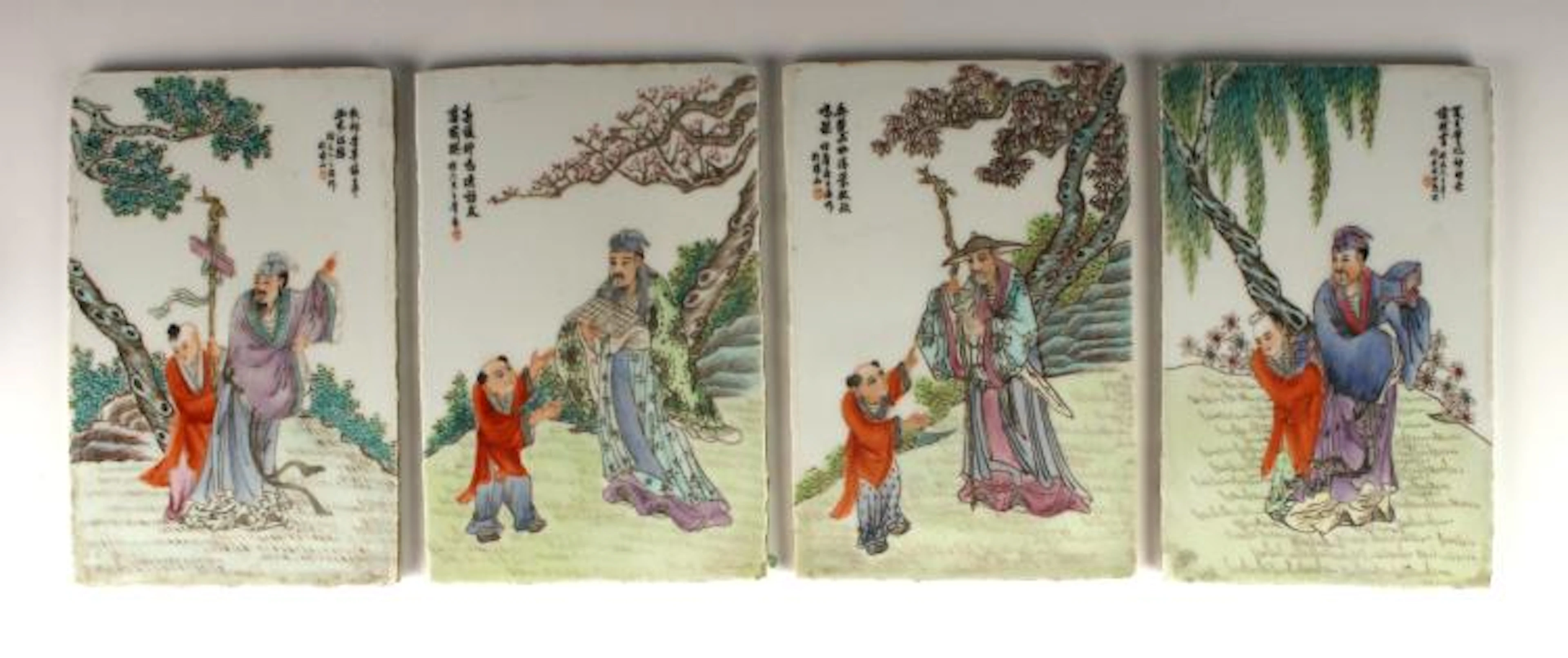 FOUR PORCELAIN TILES