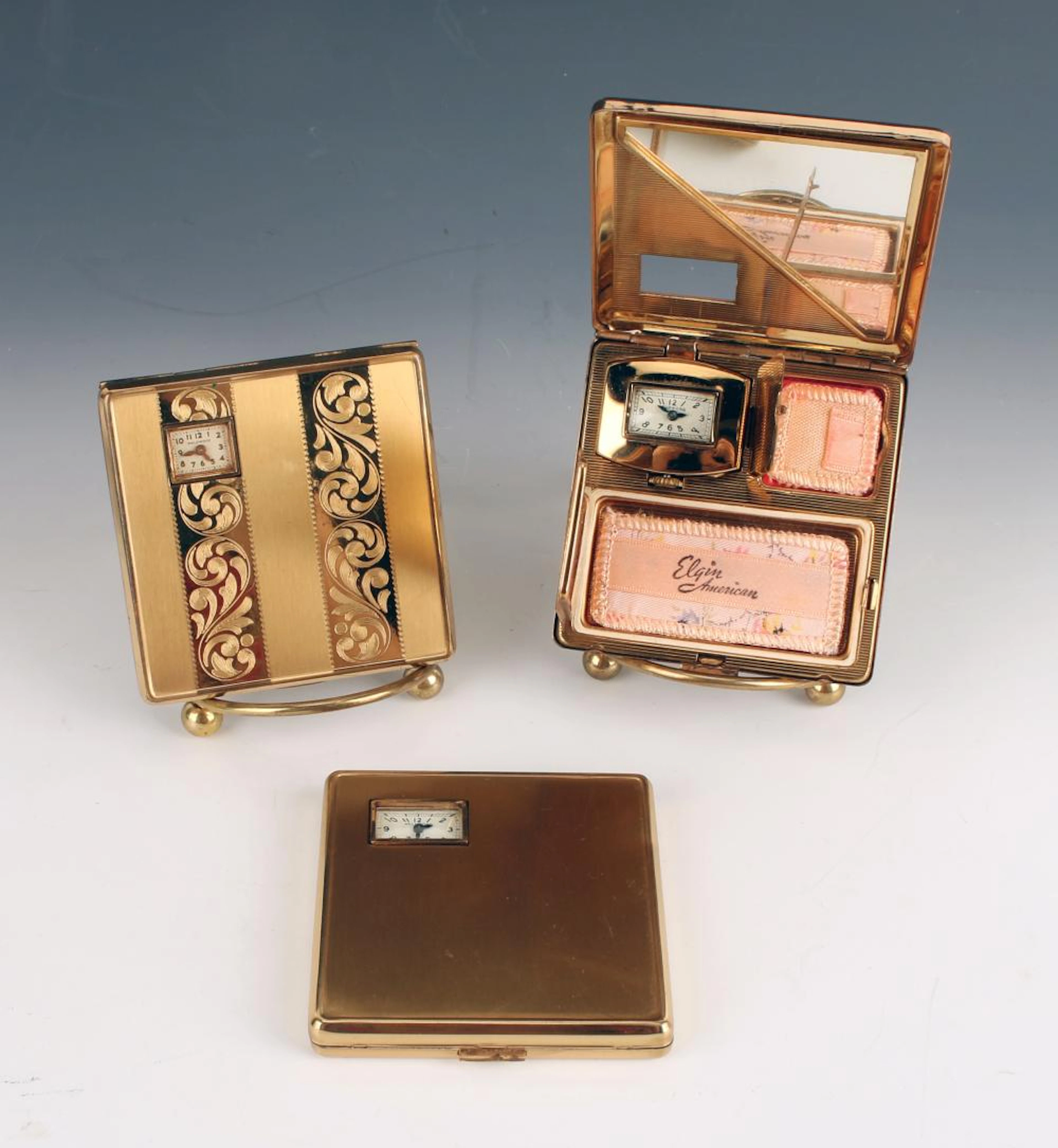 3 NEW OLD STOCK CLOCK COMPACTS