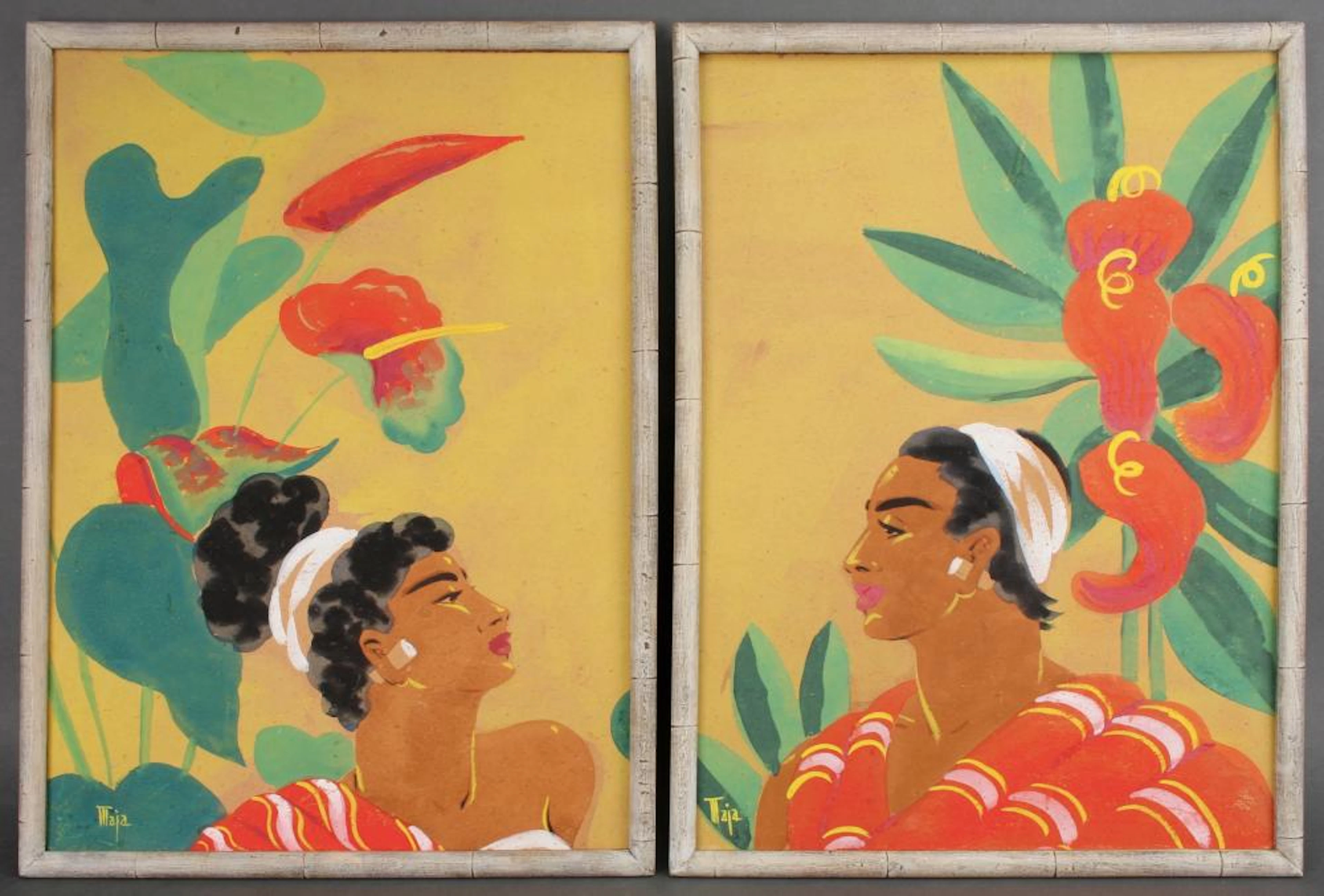 MAJEL WARFIELD TIKI PAINTINGS 1940S