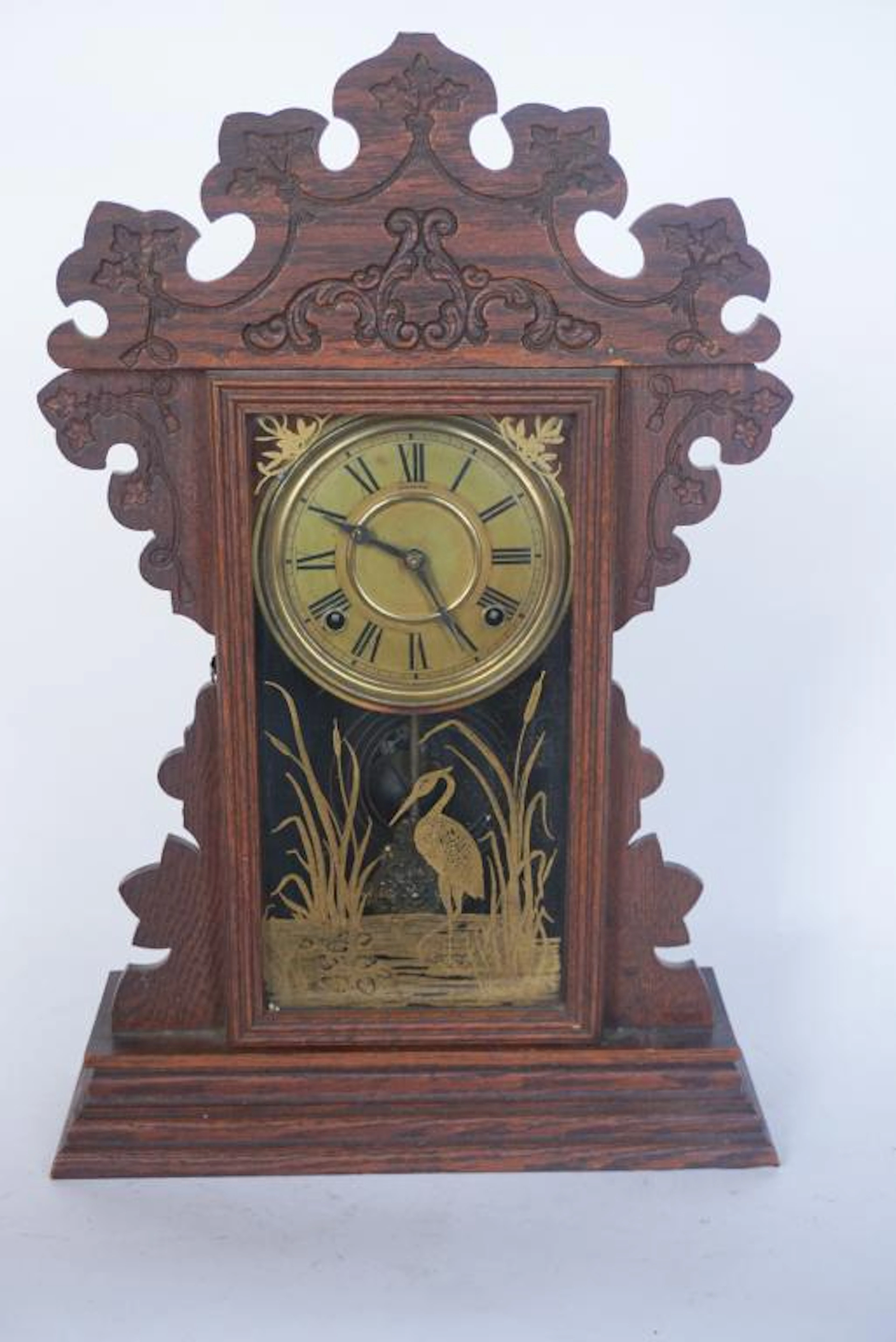 Antique Sessions Victorian Oak Mantle Clock
