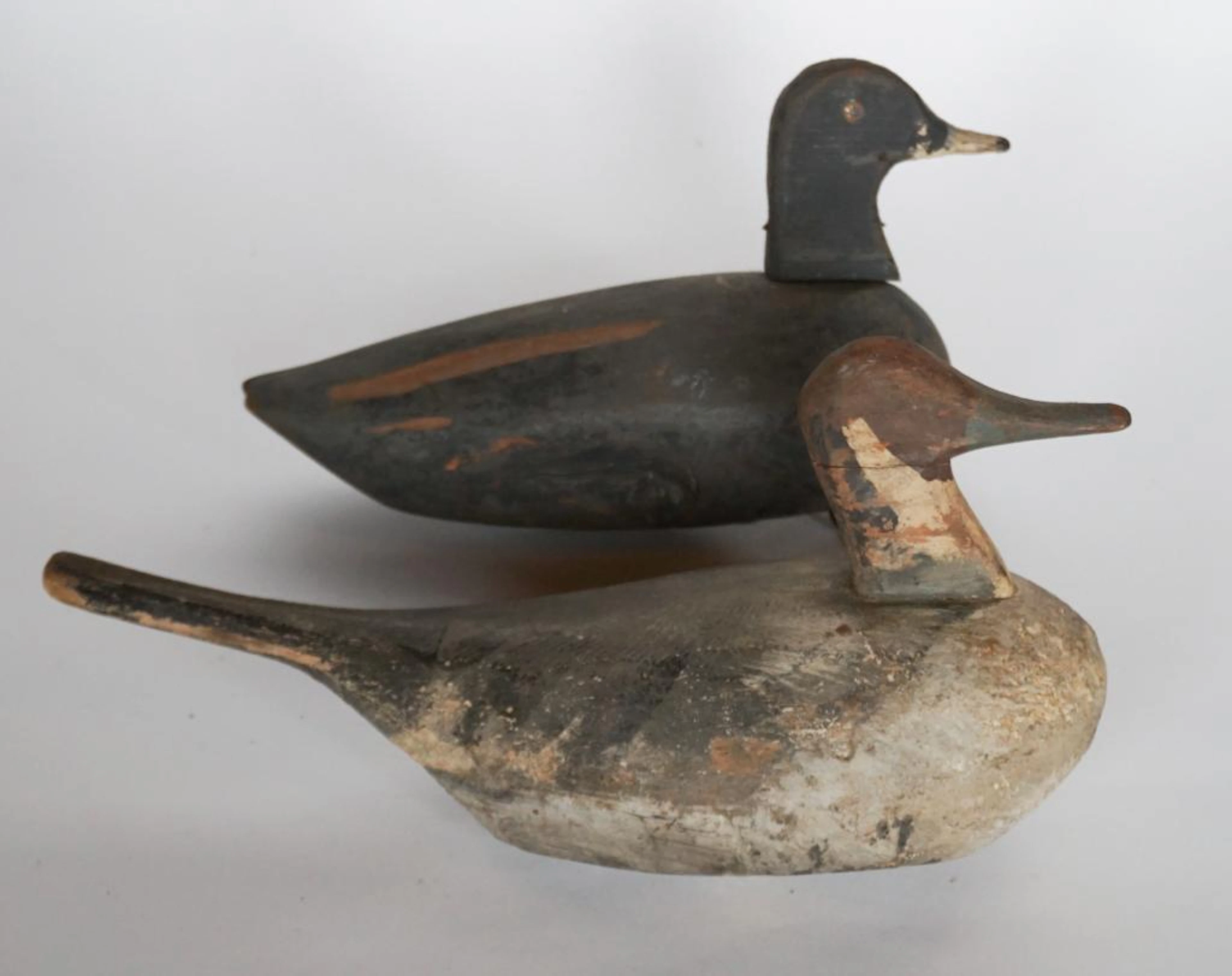 Two Antique Primitive Carved & Painted Duck Decoys