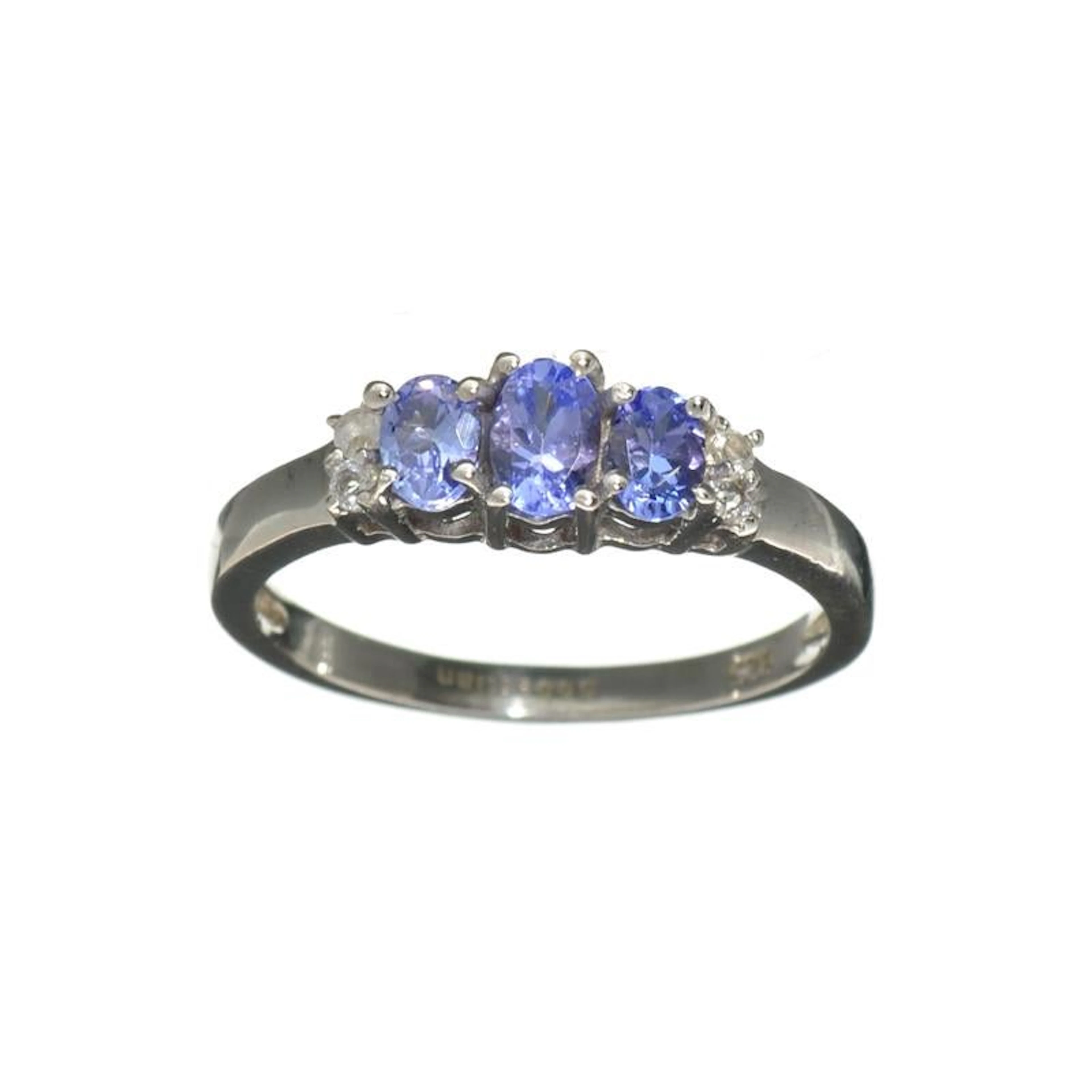 Fine Jewelry 1.20CT Violet Blue Tanzanite And Colorless