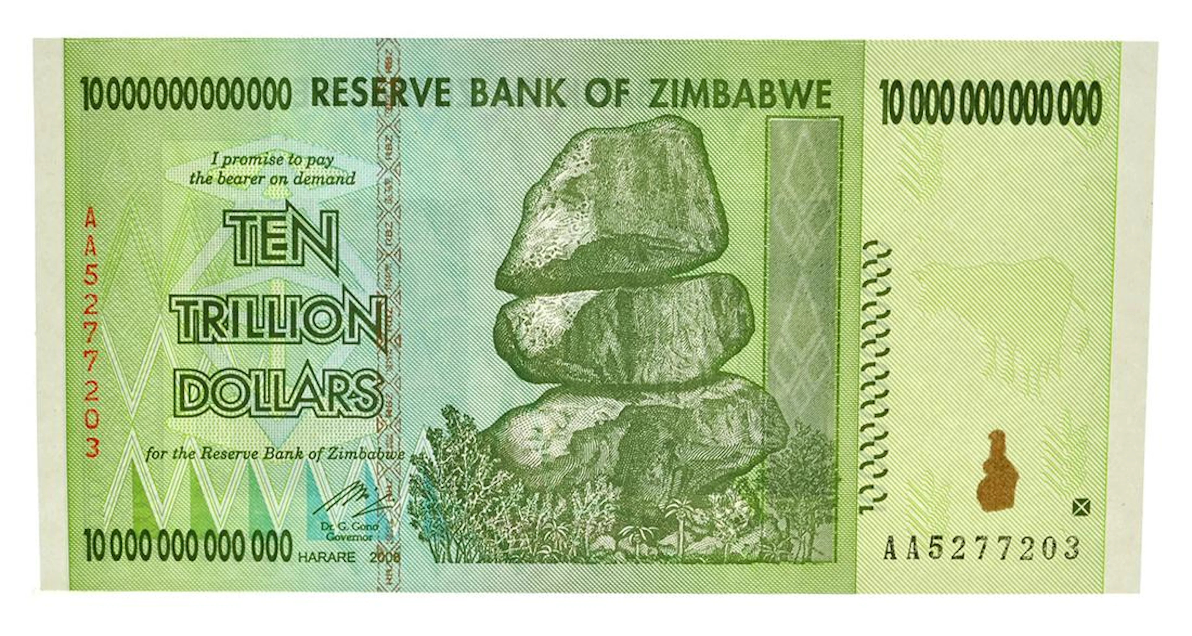 10 Trillion Dollar Zimbabwe Note