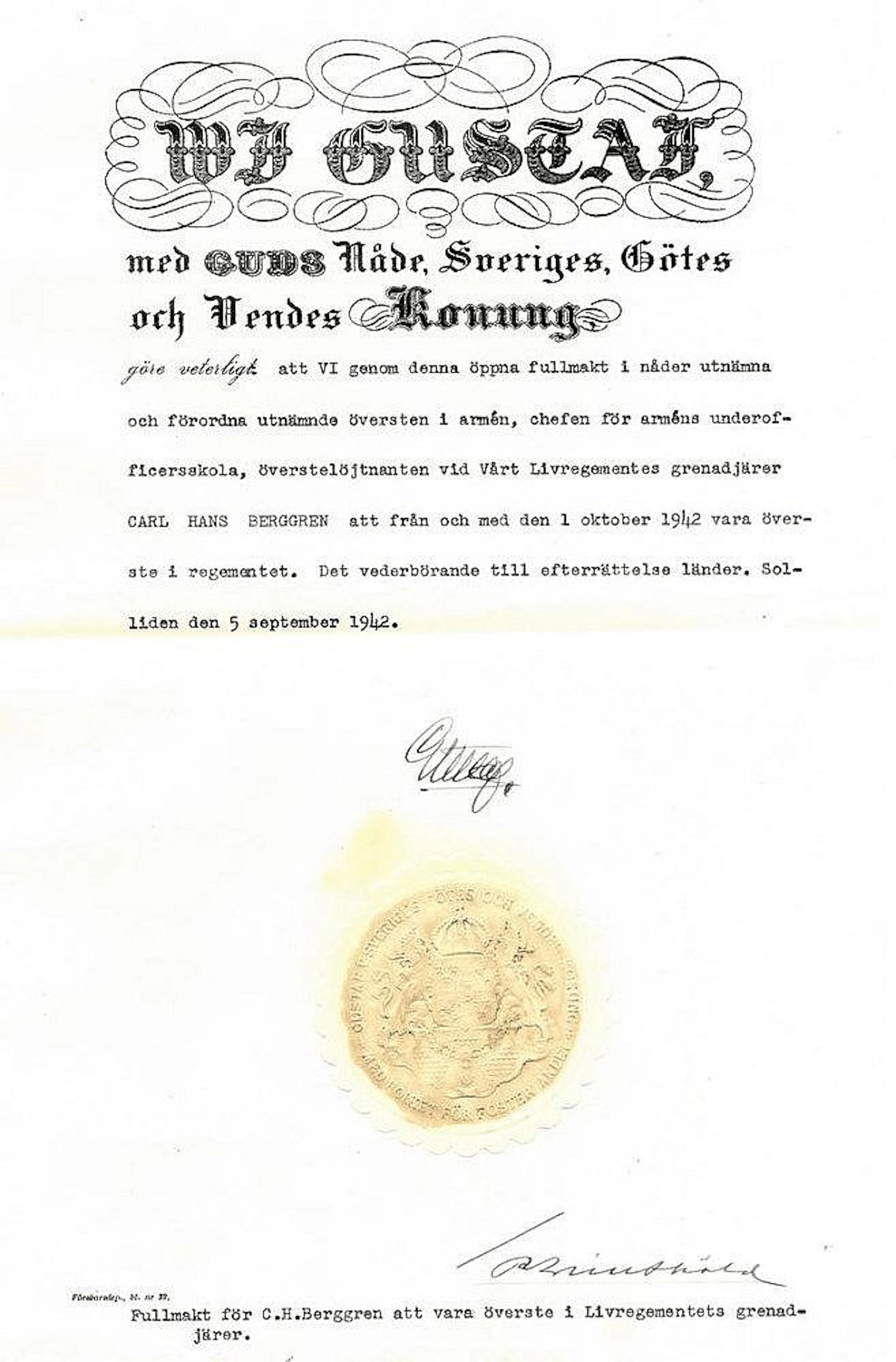 GUSTAV V: (1858-1950) King of Sweden 1907-50.