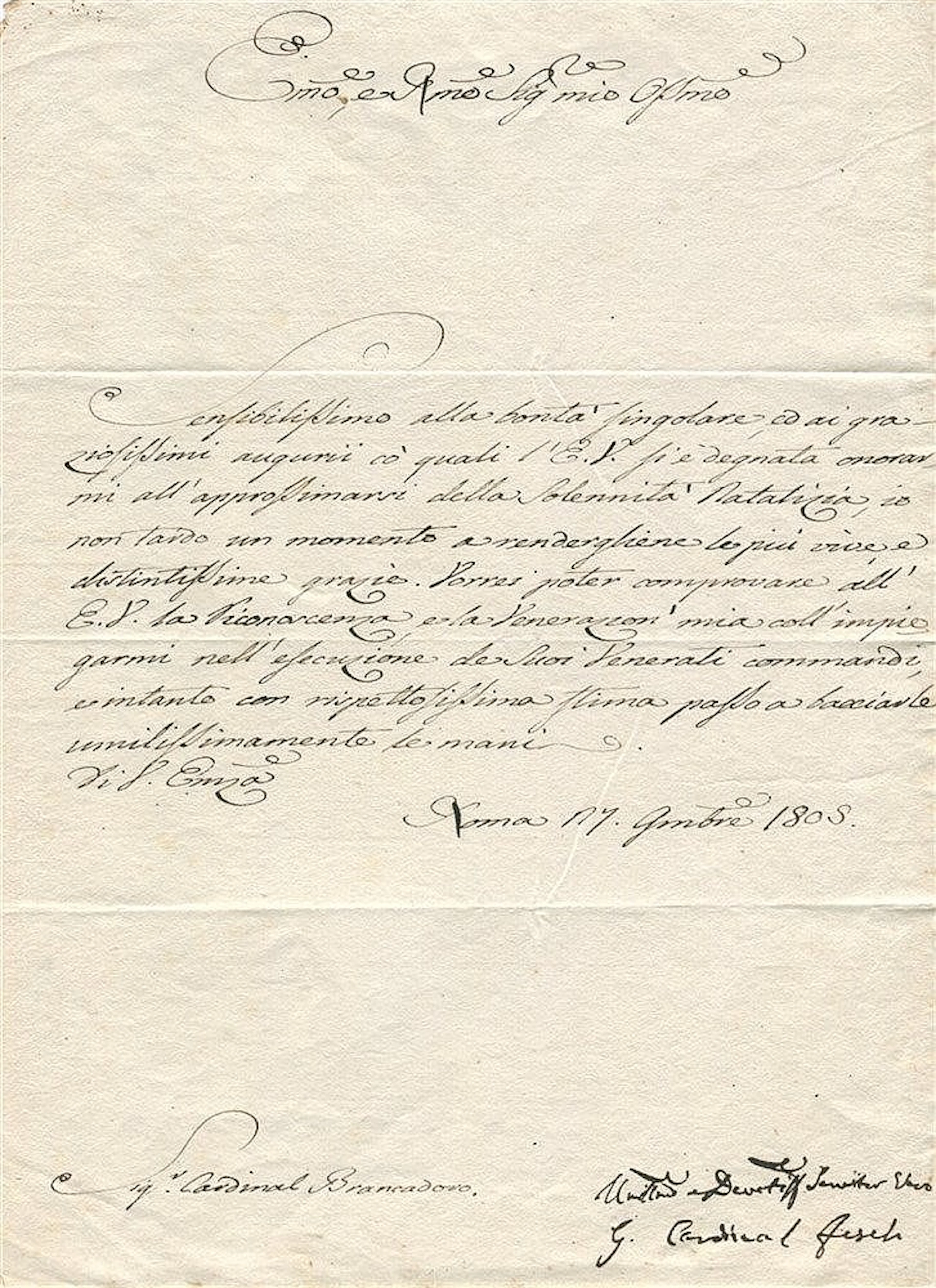 FESCH JOSEPH: (1763-1839) French Cardinal and Diplomat, the uncle of Napol