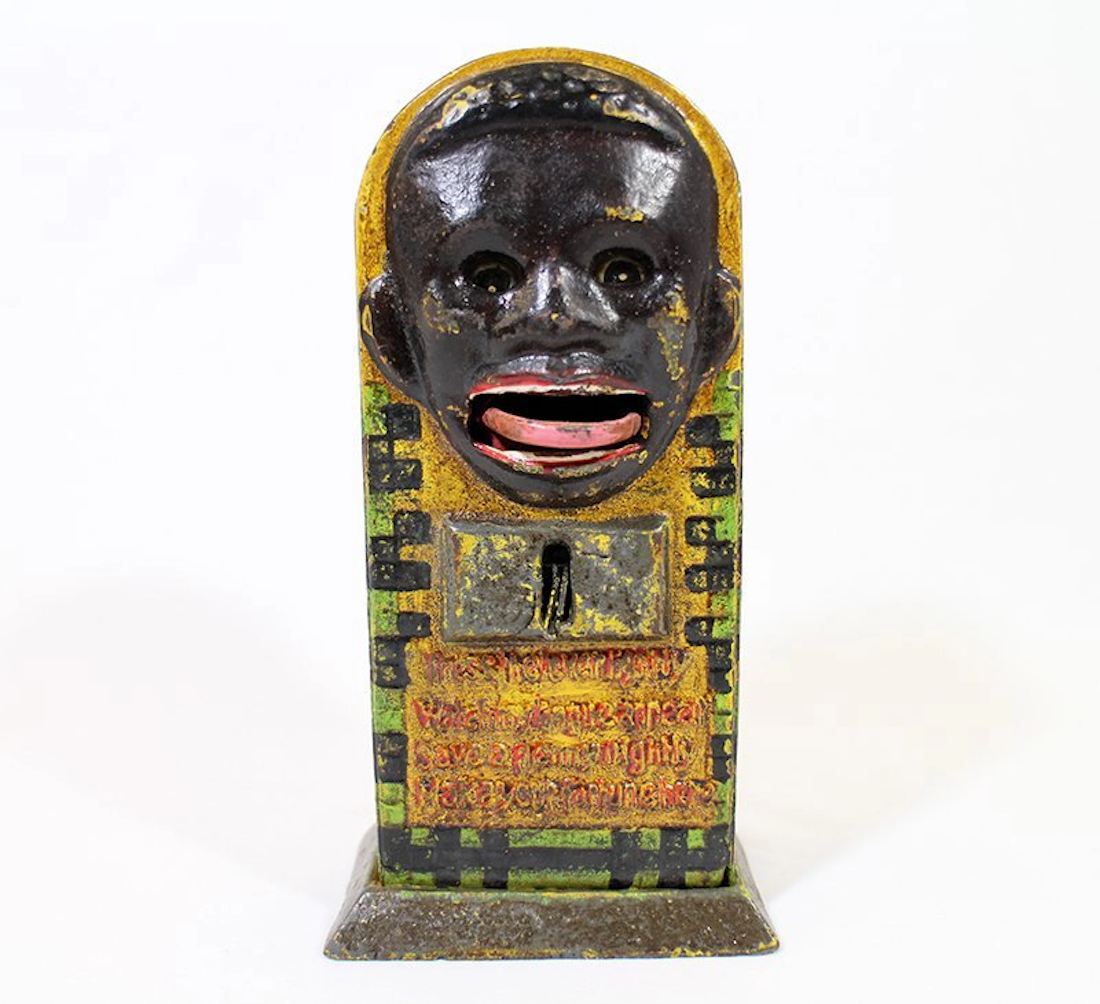 Cast iron black americana bank