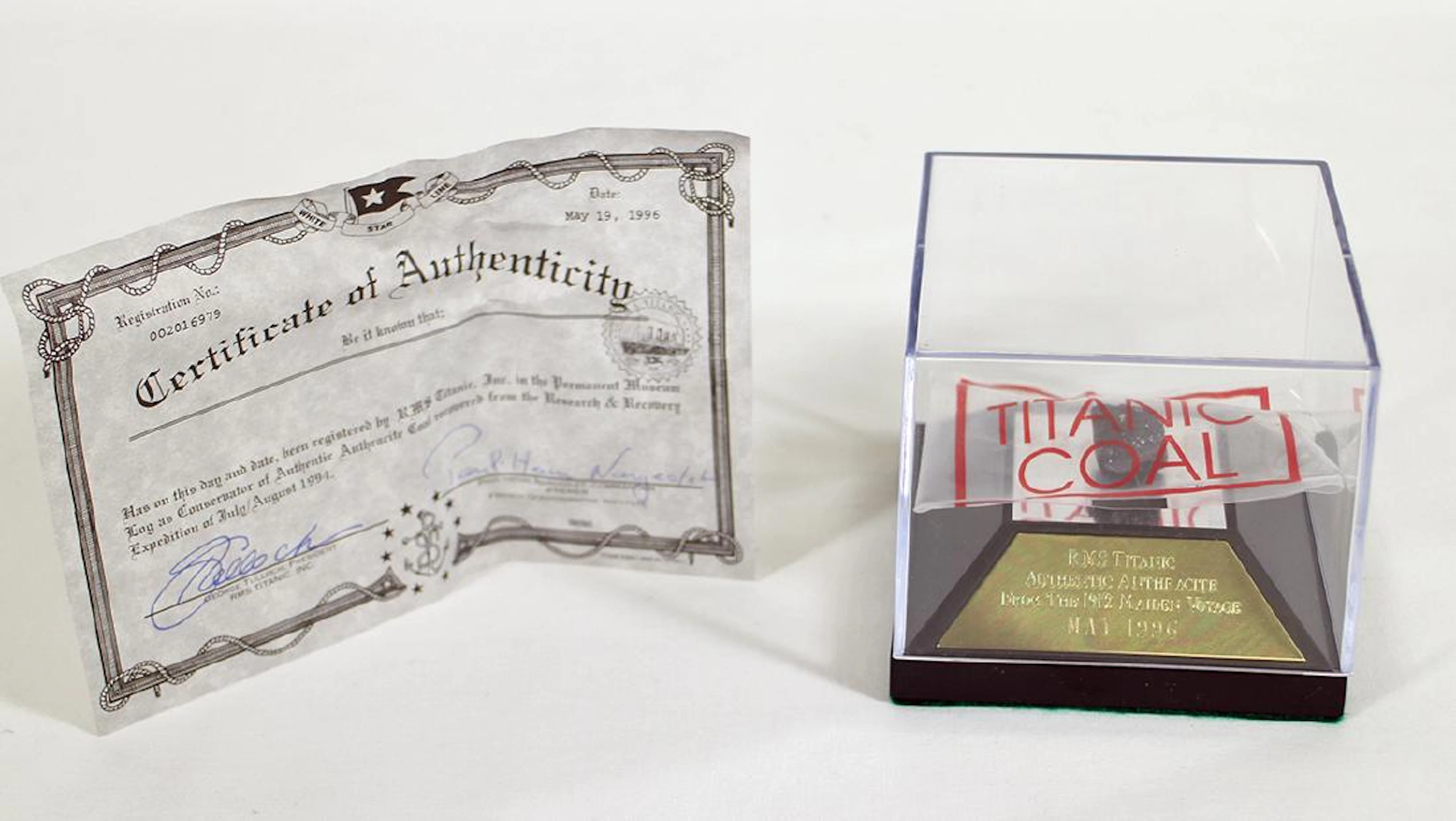 Coal from the rms titanic with coa