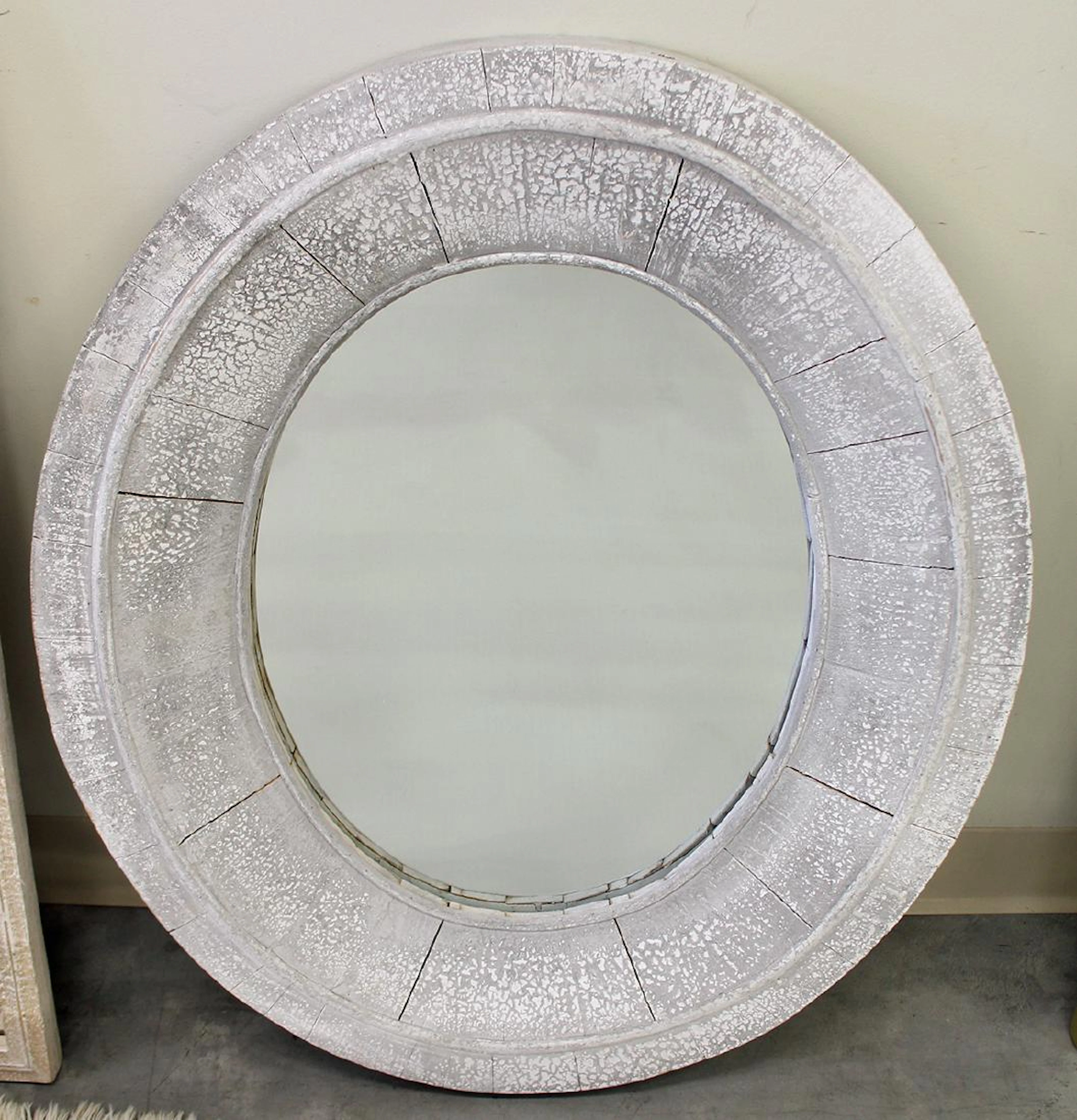 Rustic oval mirror