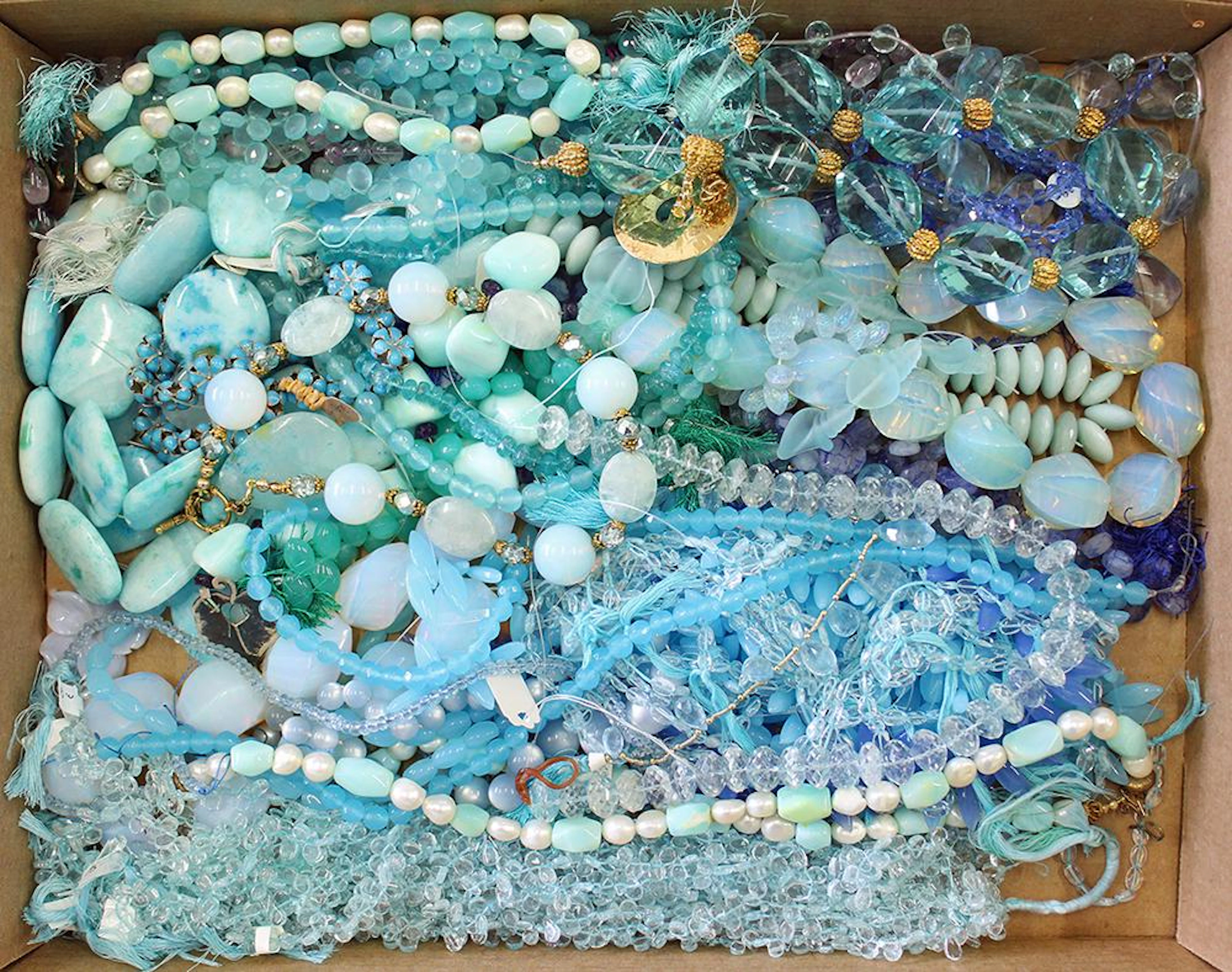 Assorted blue gemstone beads for jewelry making