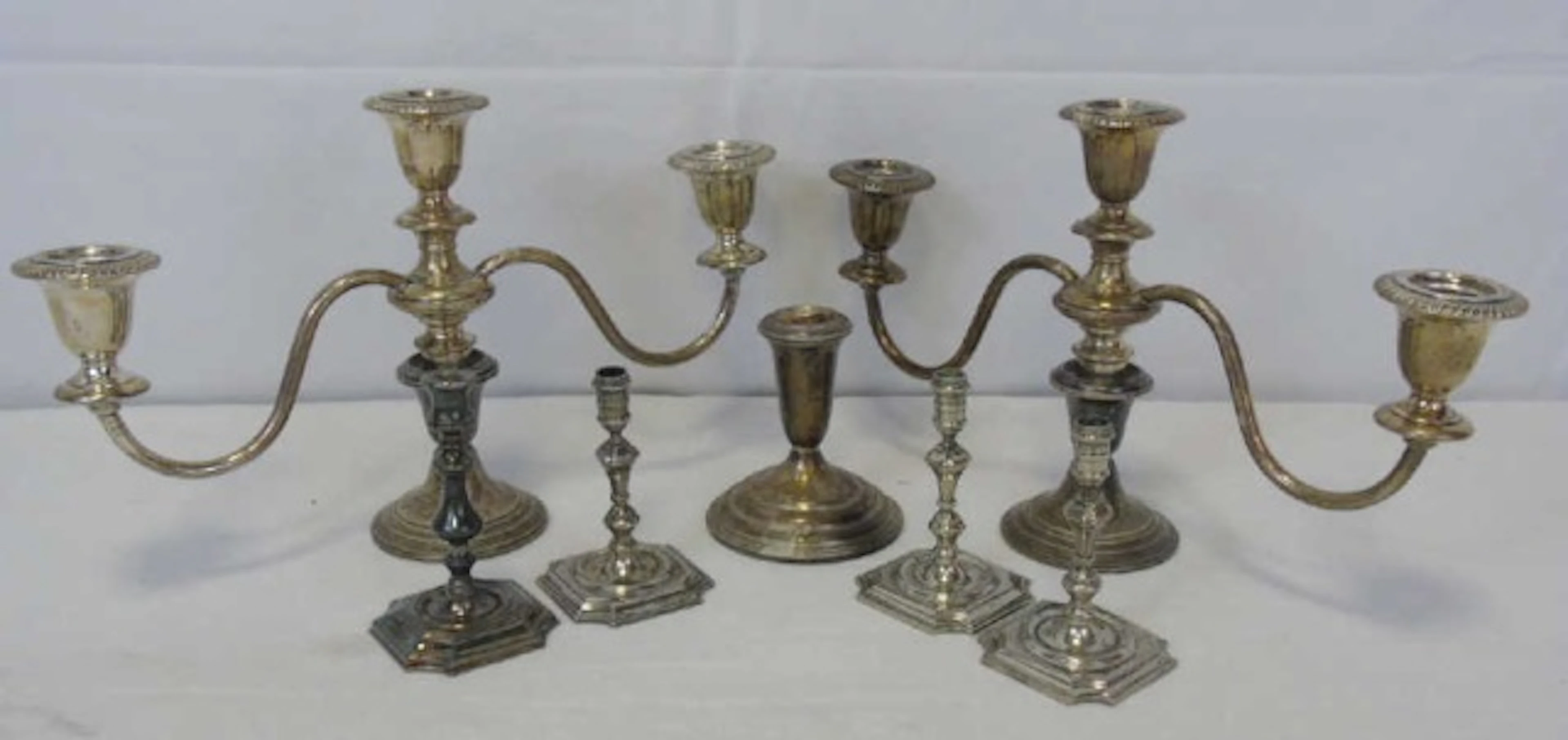 Sterling and Silver Plate Candlesticks