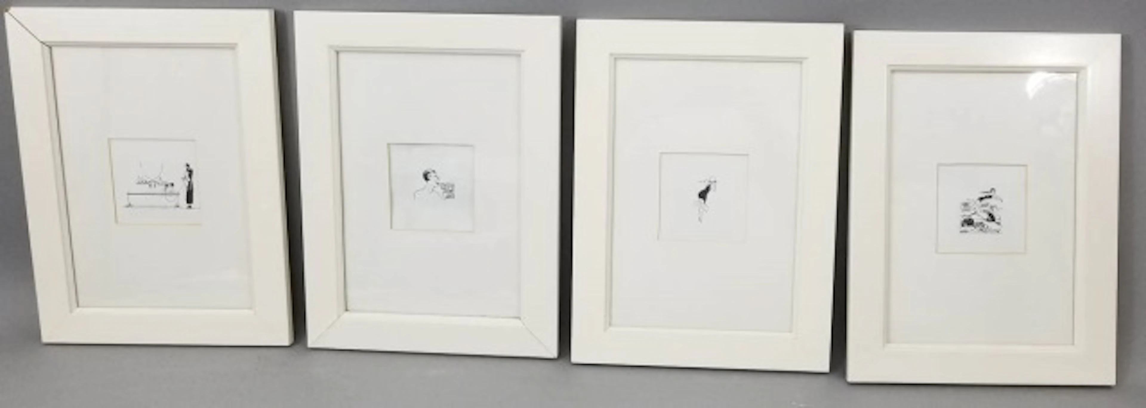 4 Framed Pen Illustrations of Flapper Era Women