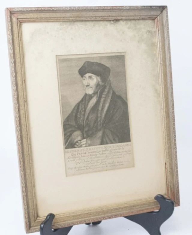 Antique Engraving of Erasmus by Hans Holbein