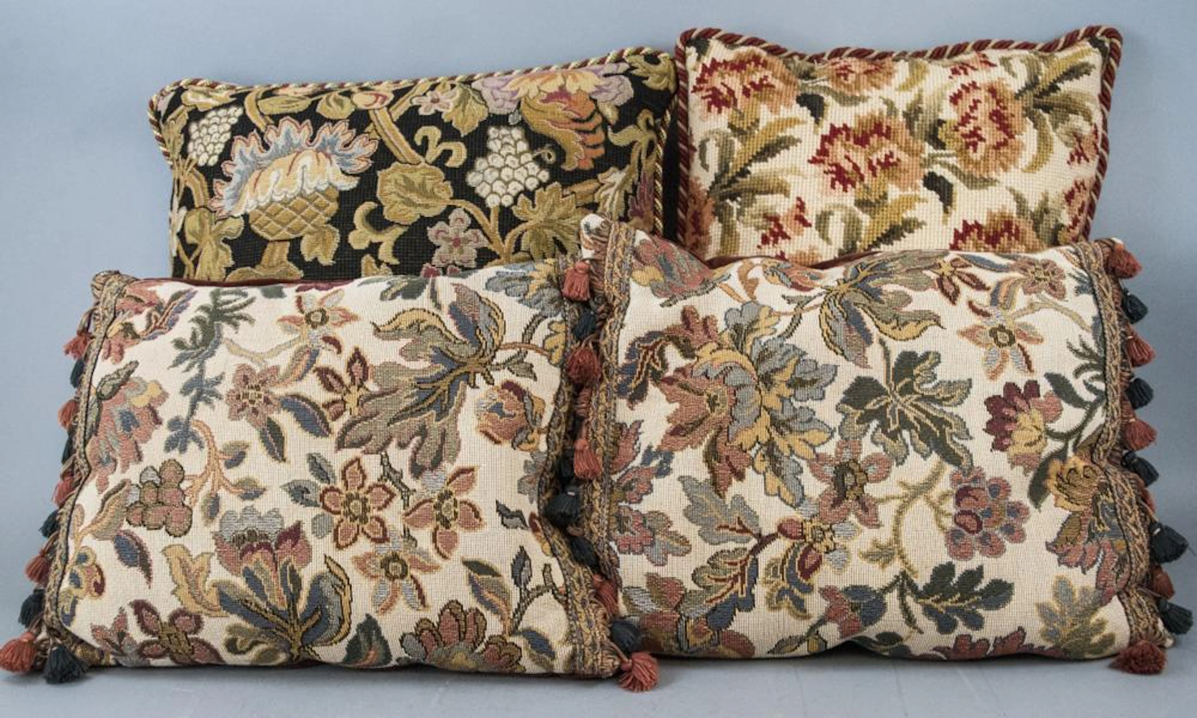 Lot of Vintage Needlepoint Decorative Pillows