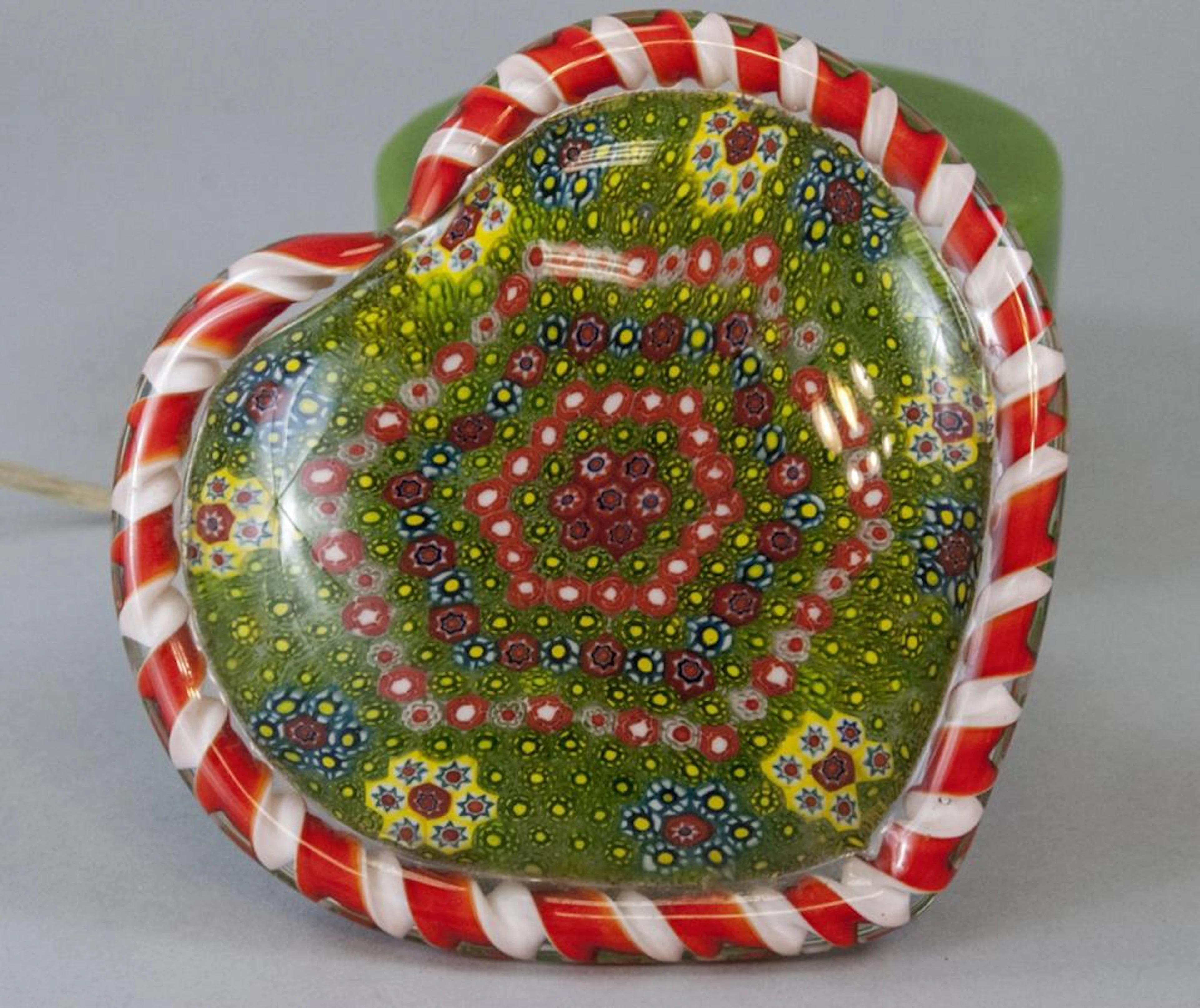 Large Millefiori Heart Art Glass Statue w Light
