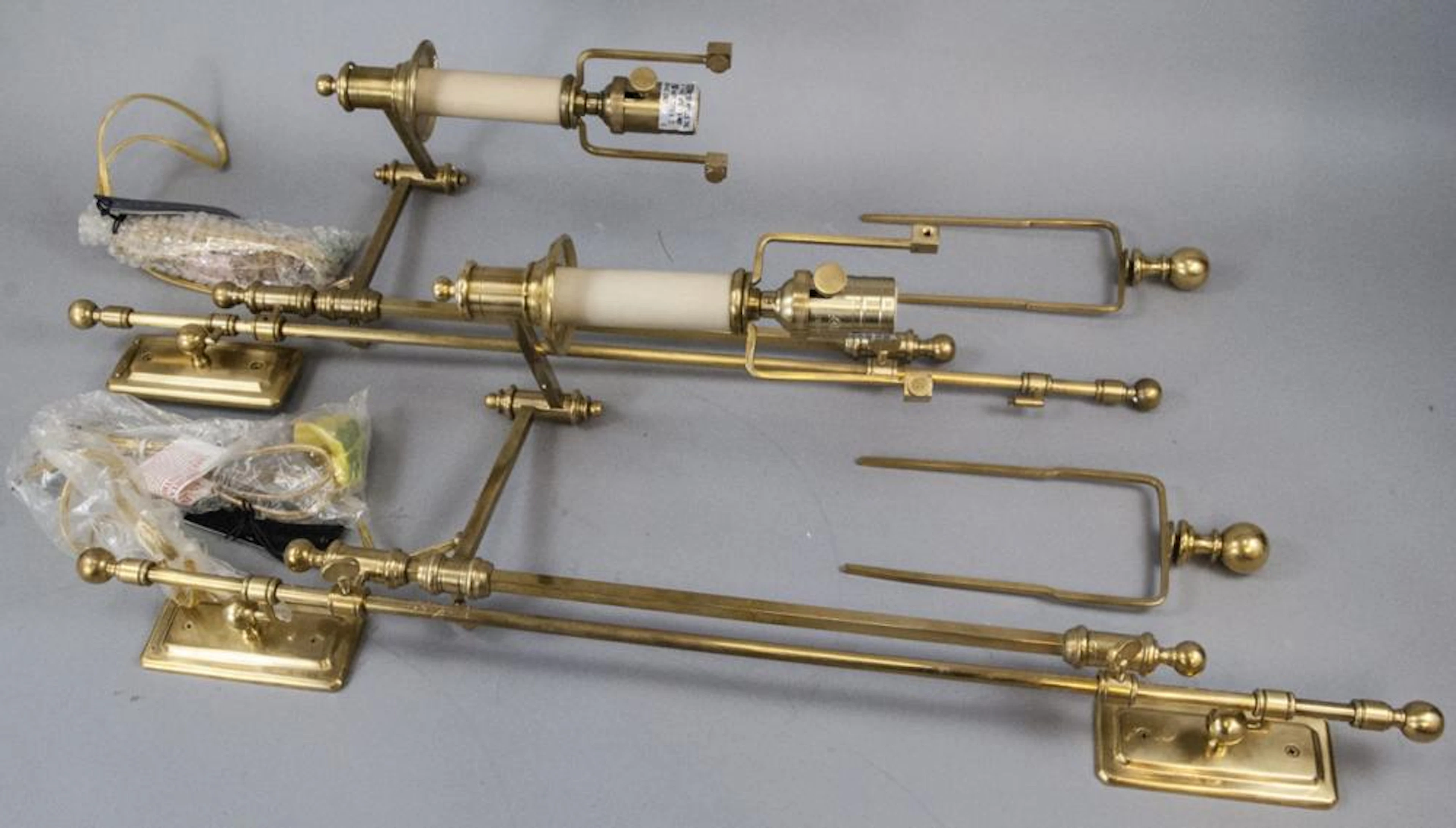 Pr. Ralph Lauren Home Brass Wall Swing Arm Sconces