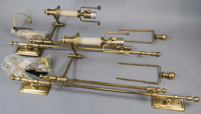 Pr. Ralph Lauren Home Brass Wall Swing Arm Sconces