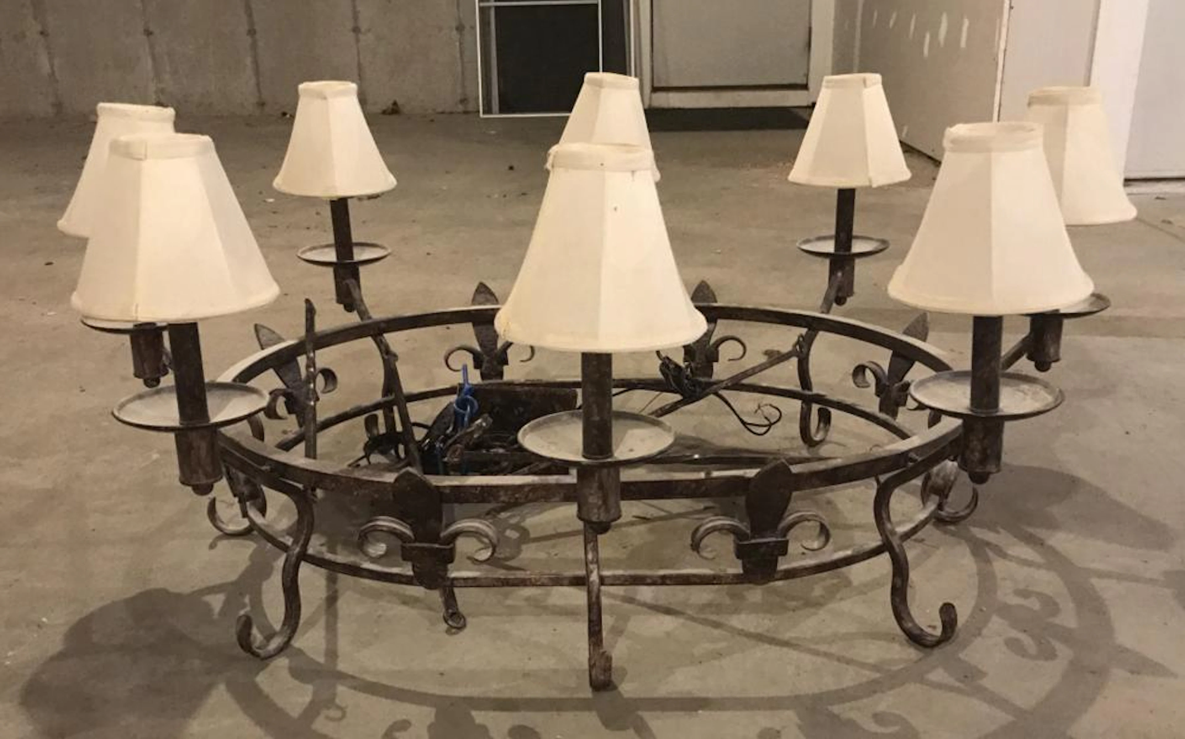 French Country Style Fleur de Lis Iron Chandelier