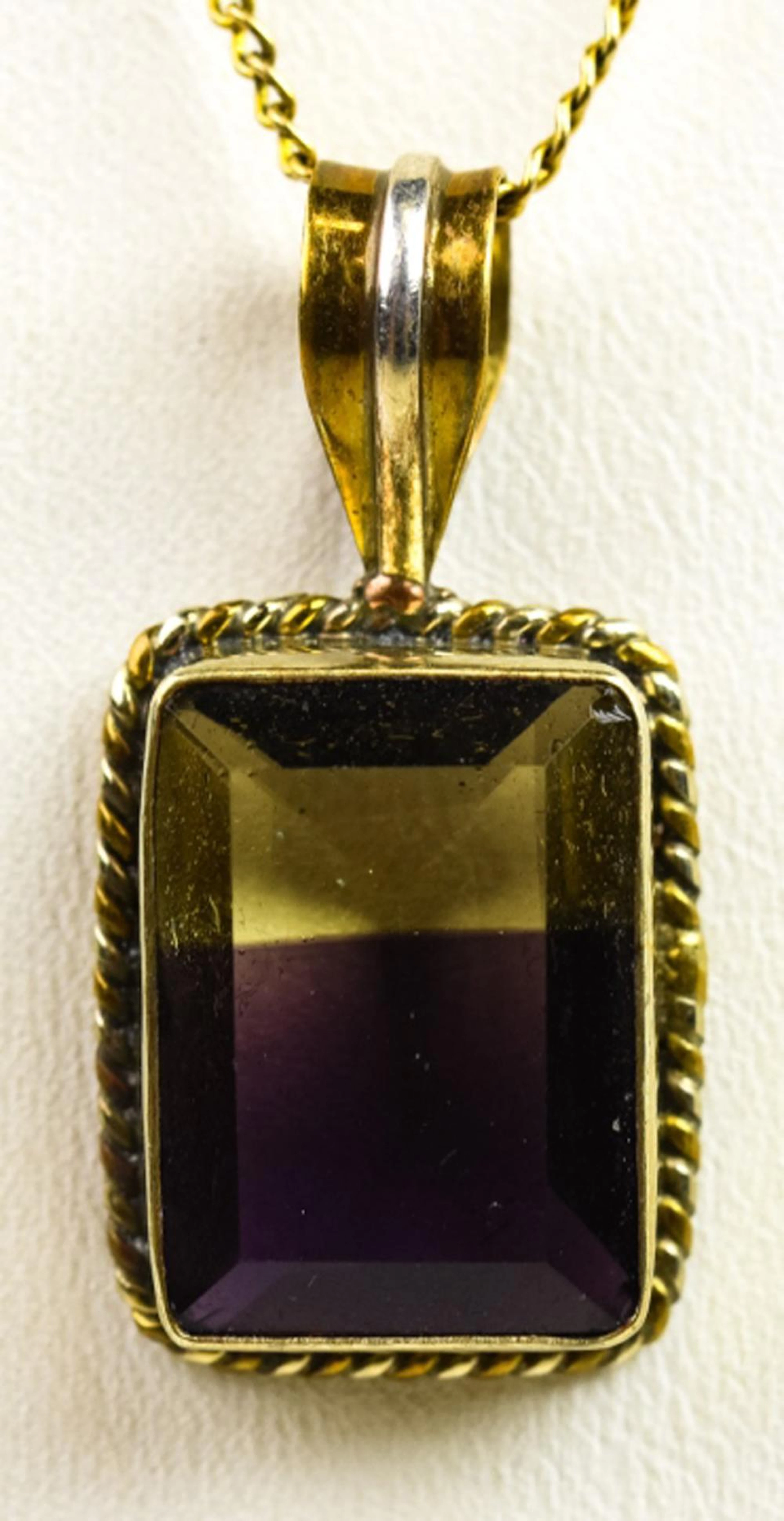 Ametrine Vermeil Necklace Pendant on Chain