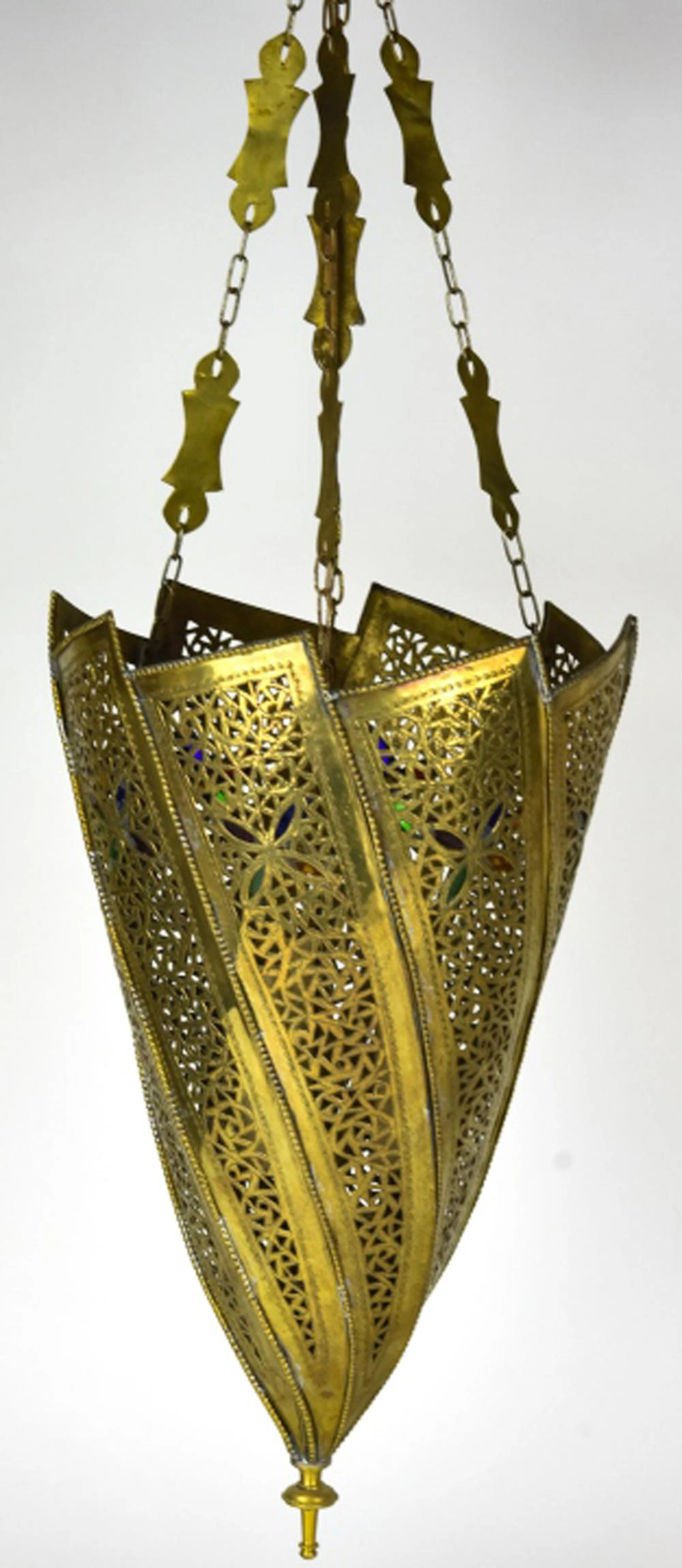 Gilt Metal Moroccan Style Chandelier Light Fixture