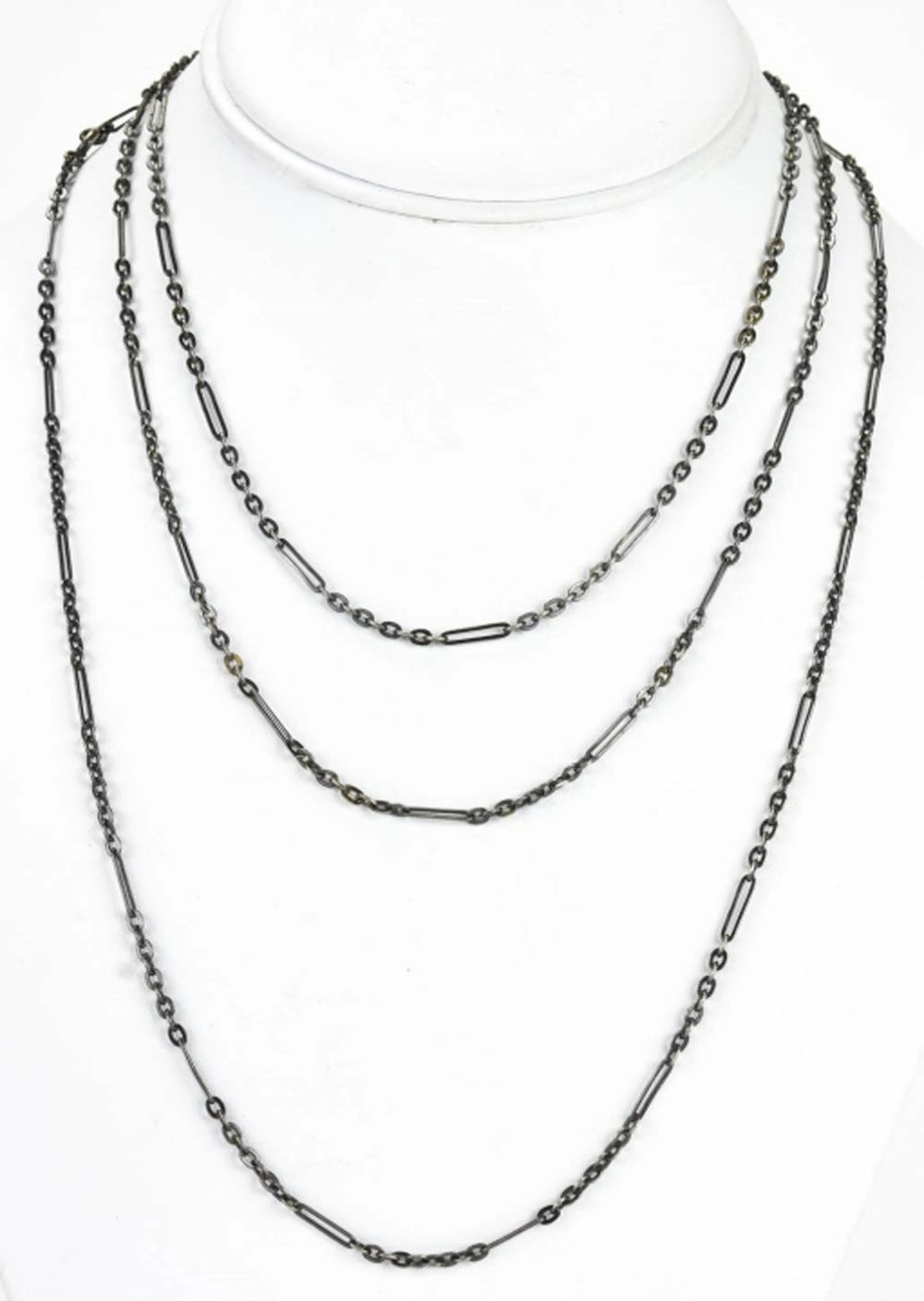 Antique Trombone Link Gunmetal Watch Guard Chain