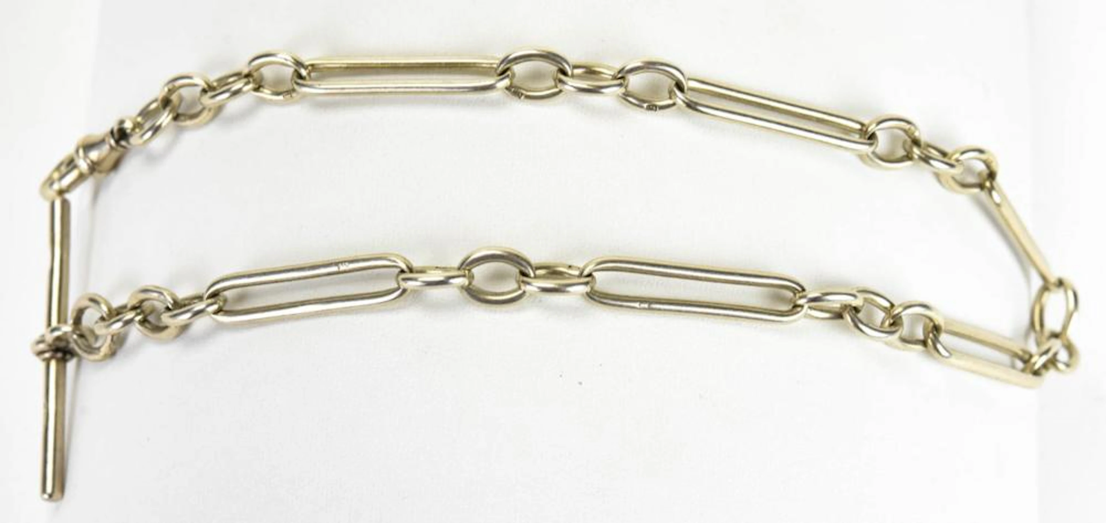 Antique English Sterling Trombone Link Watch Chain
