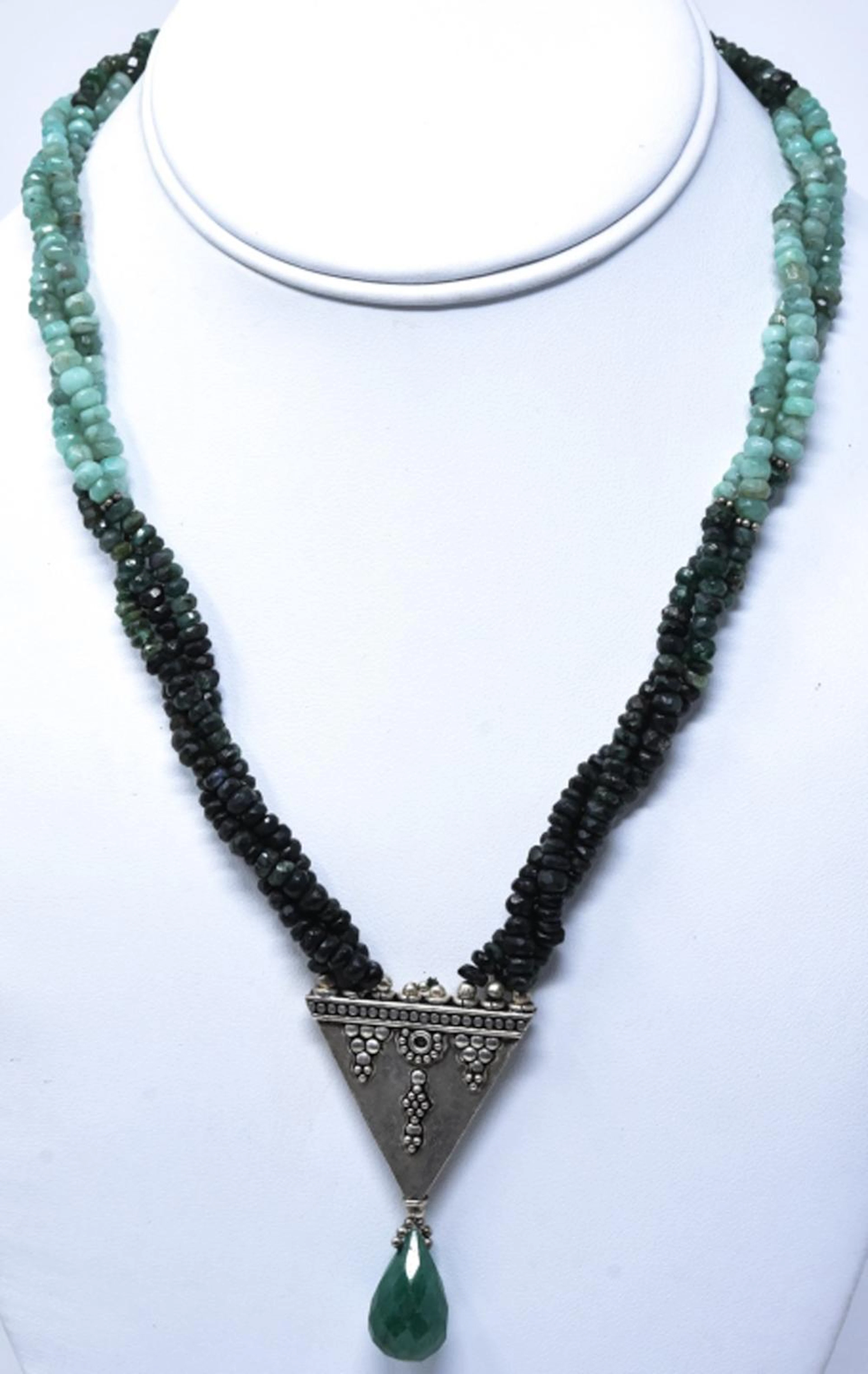 Handmade Necklace w Emerald & Spinel Beads