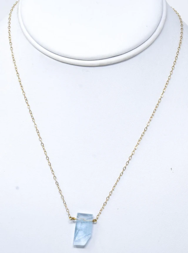 Contemporary Blue Topaz & 14k Gold Necklace
