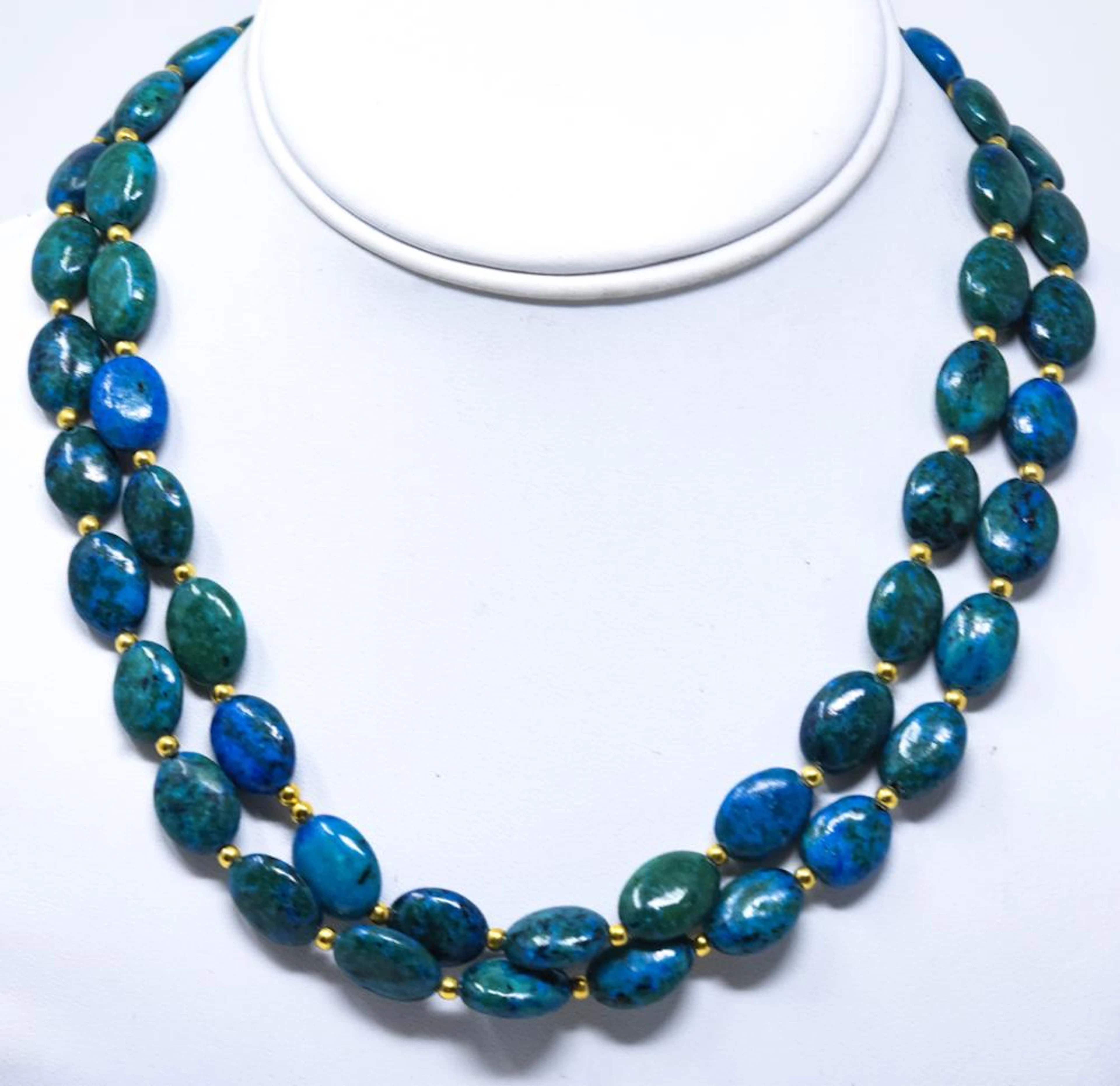 Pair of Hardstone & Gold Plate Beaded Necklaces